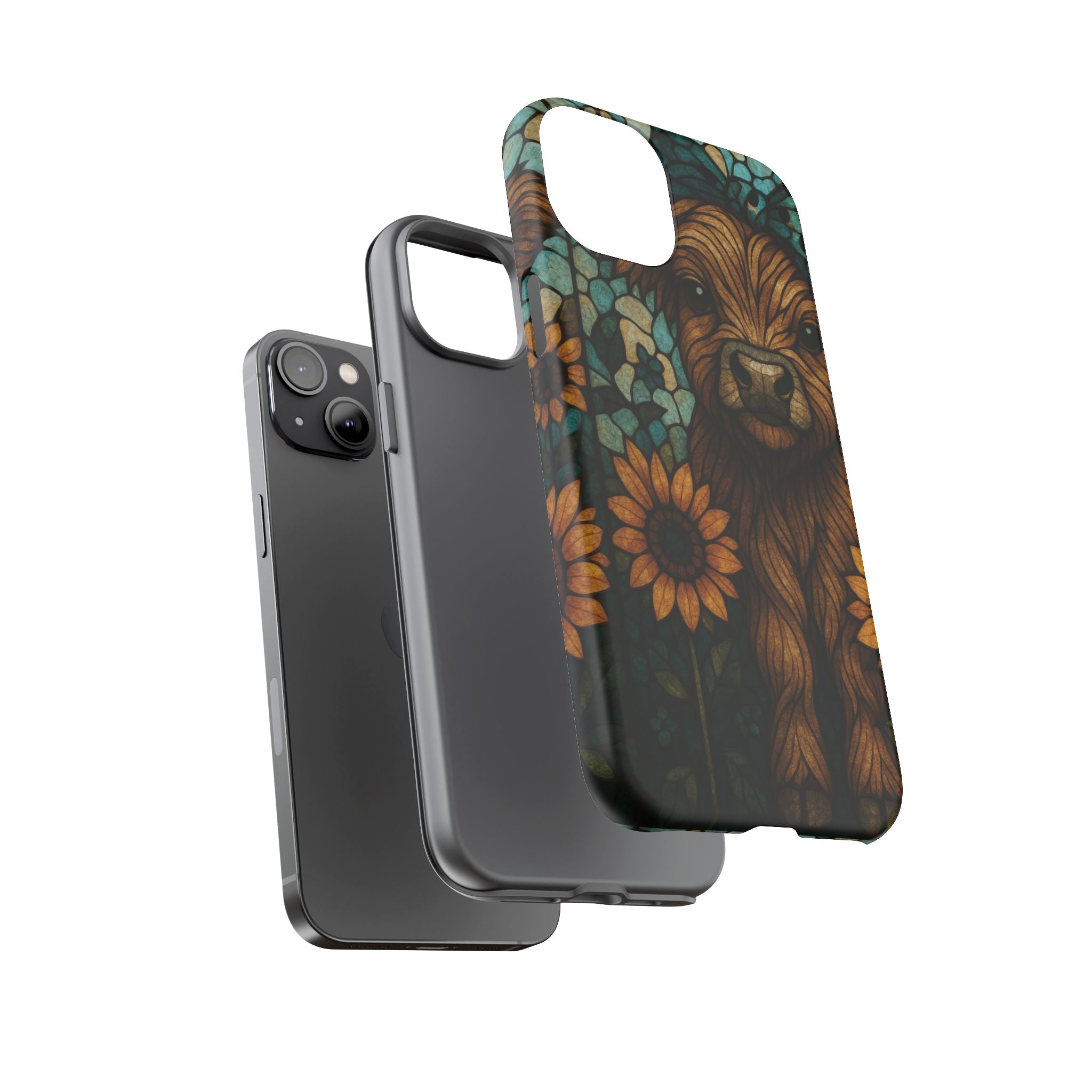 Stained Glass Baby Cow Phone Case – Sunflower Farmhouse Animal Design