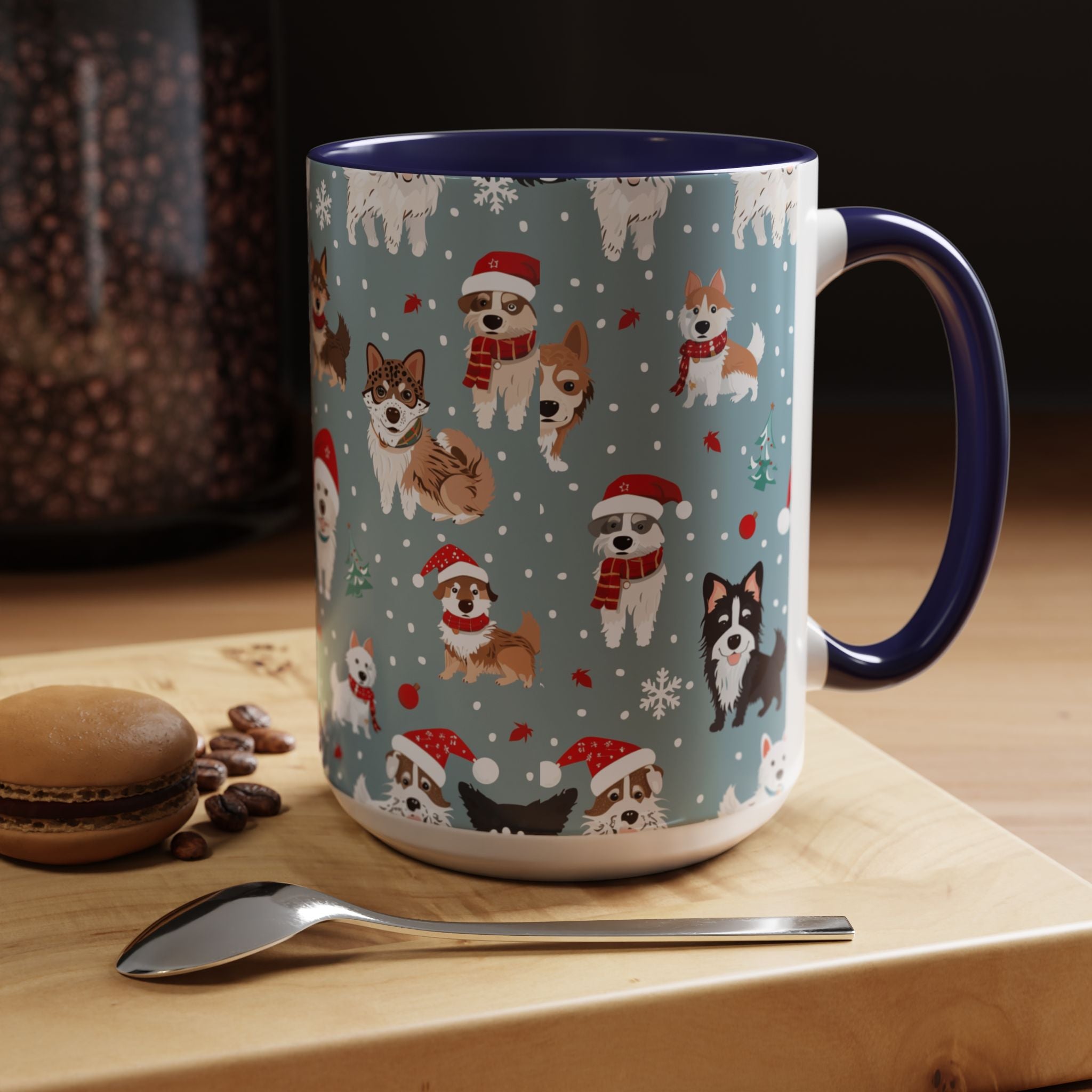 Corgi Holiday Coffee Mug – Cute Santa Dog Pattern Accent Mug (11/15oz)