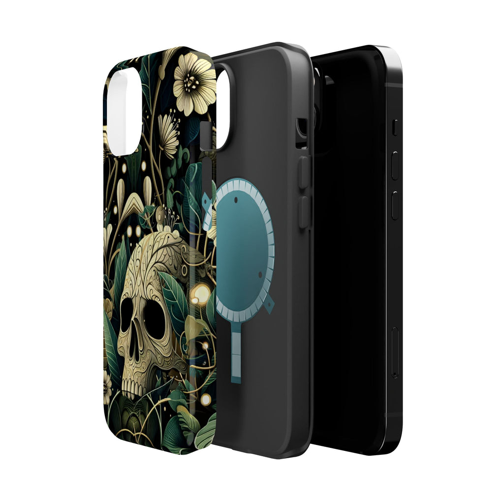 Floral Skull Phone Case – Botanical Gothic MagSafe-Compatible Cover