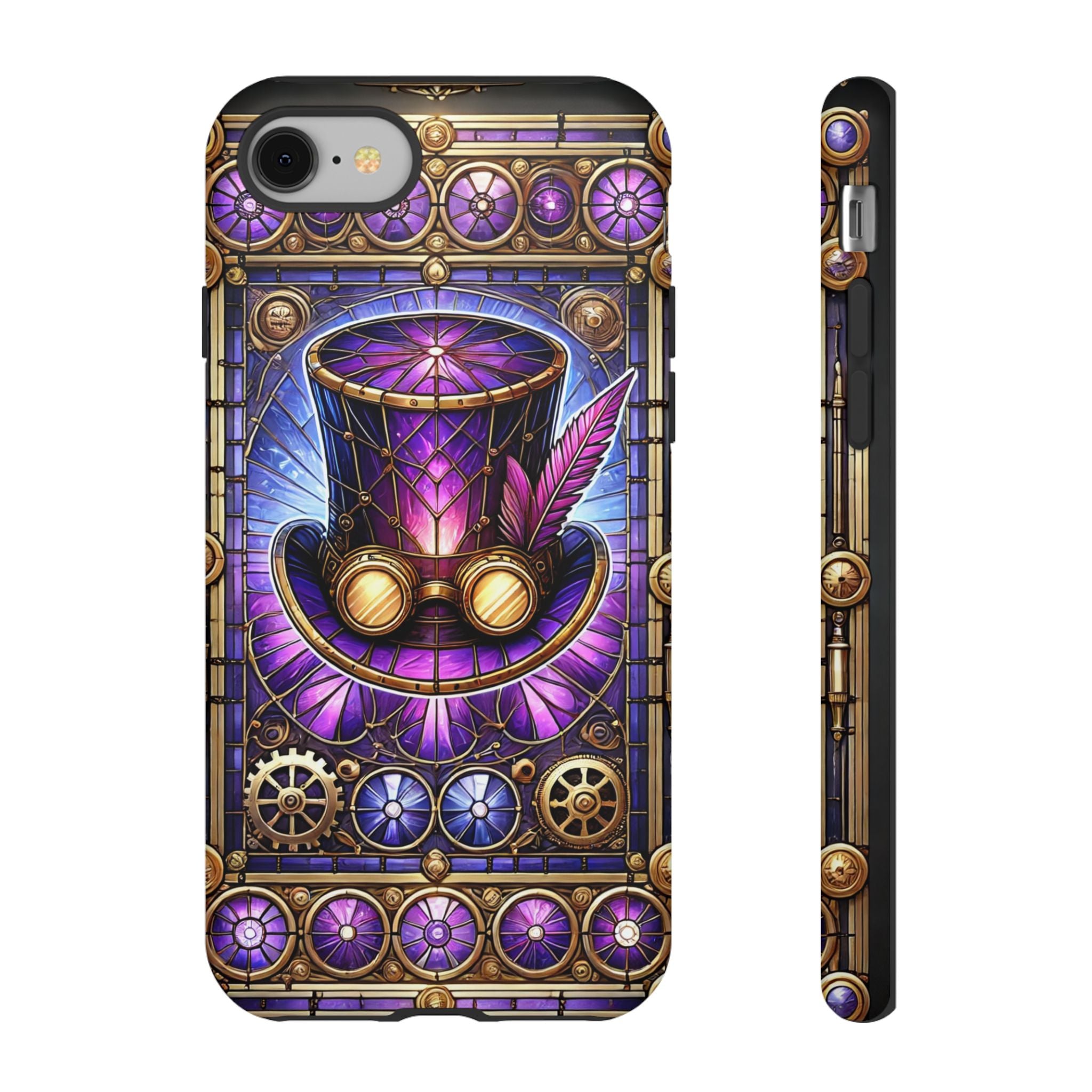 Stained Glass Steampunk iPhone Case – 3D Full-Wrap Protective Phone Cover With TPU Liner
