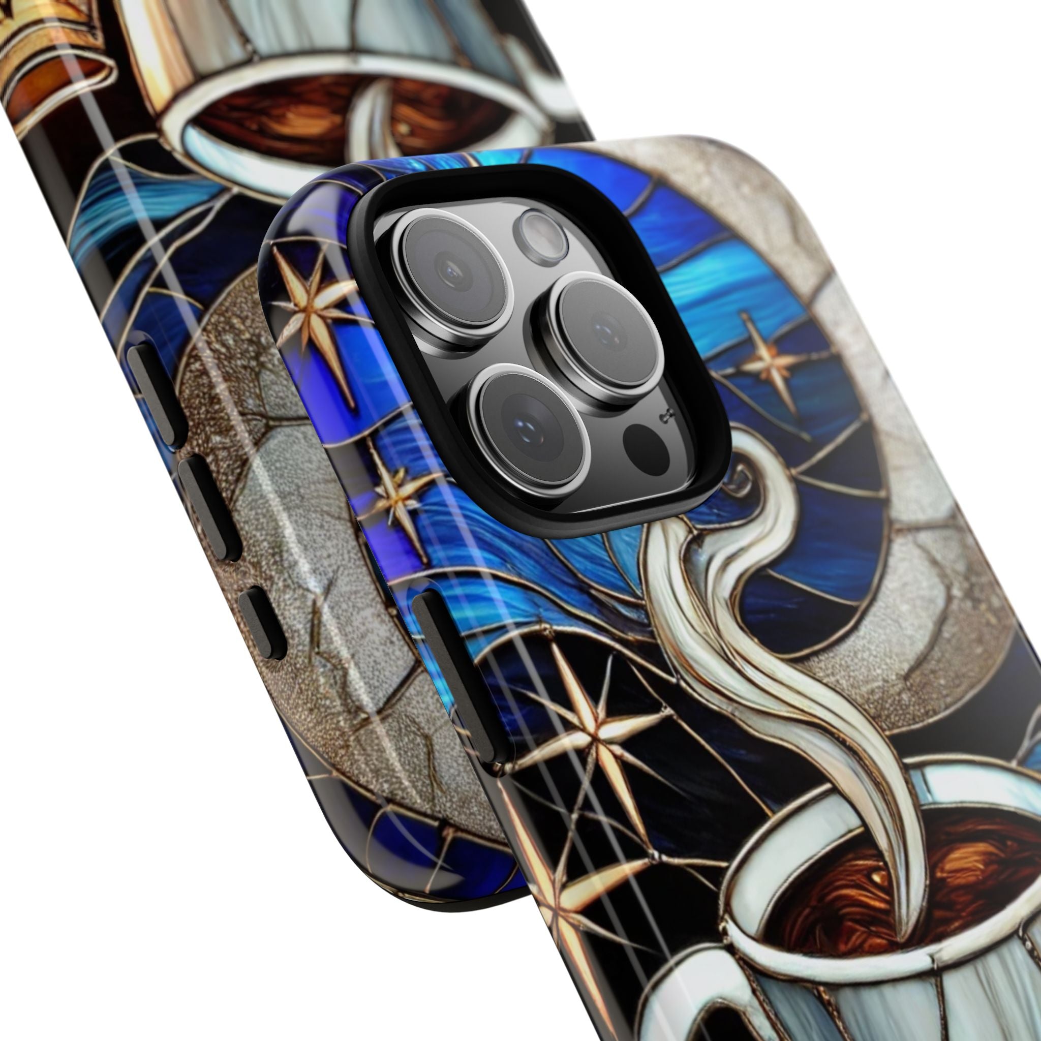 Stained Glass Coffee Phone Case – Cozy Artistic Design for Coffee Lovers