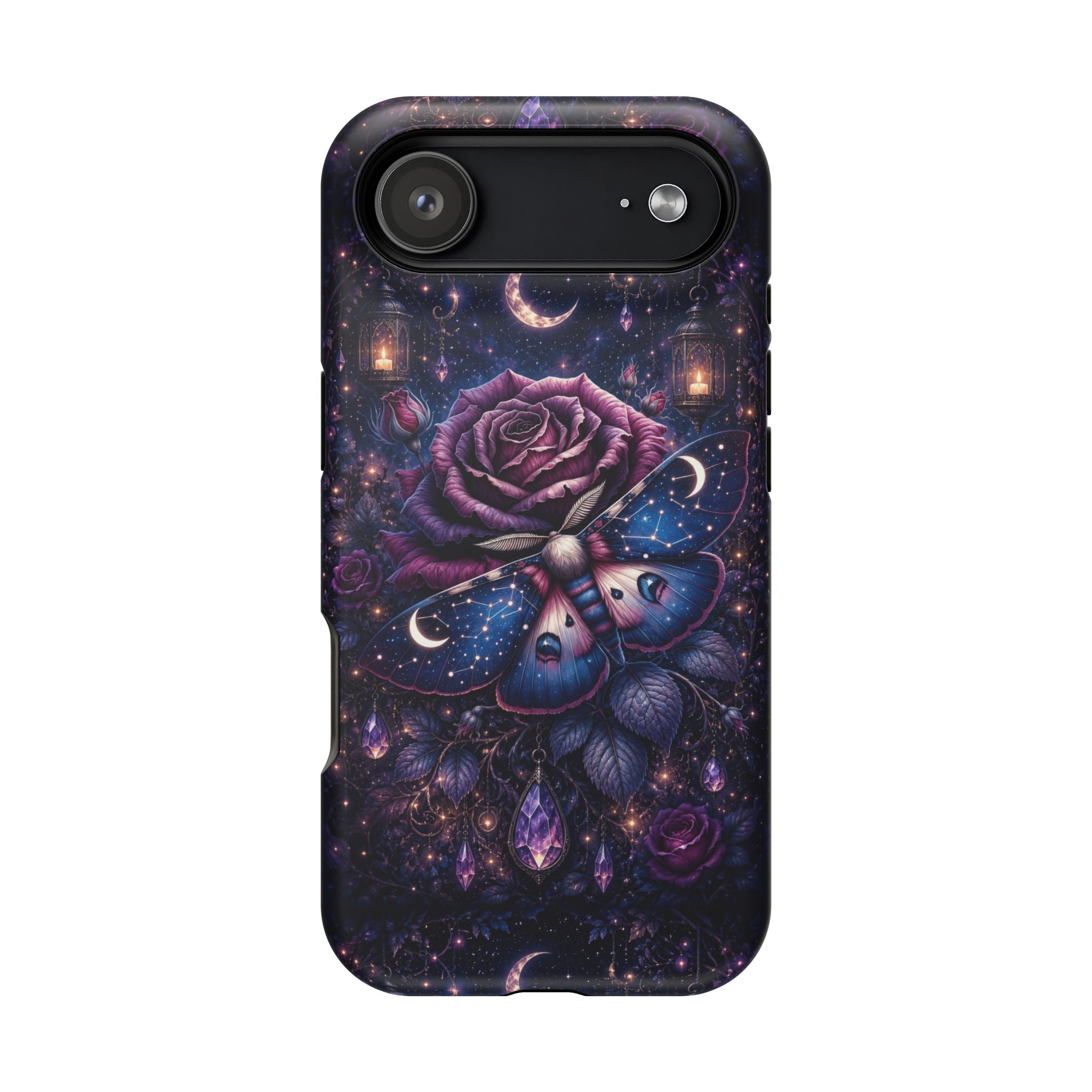 Mystical Rose & Moth Phone Case – Floral MagSafe-Compatible Cover