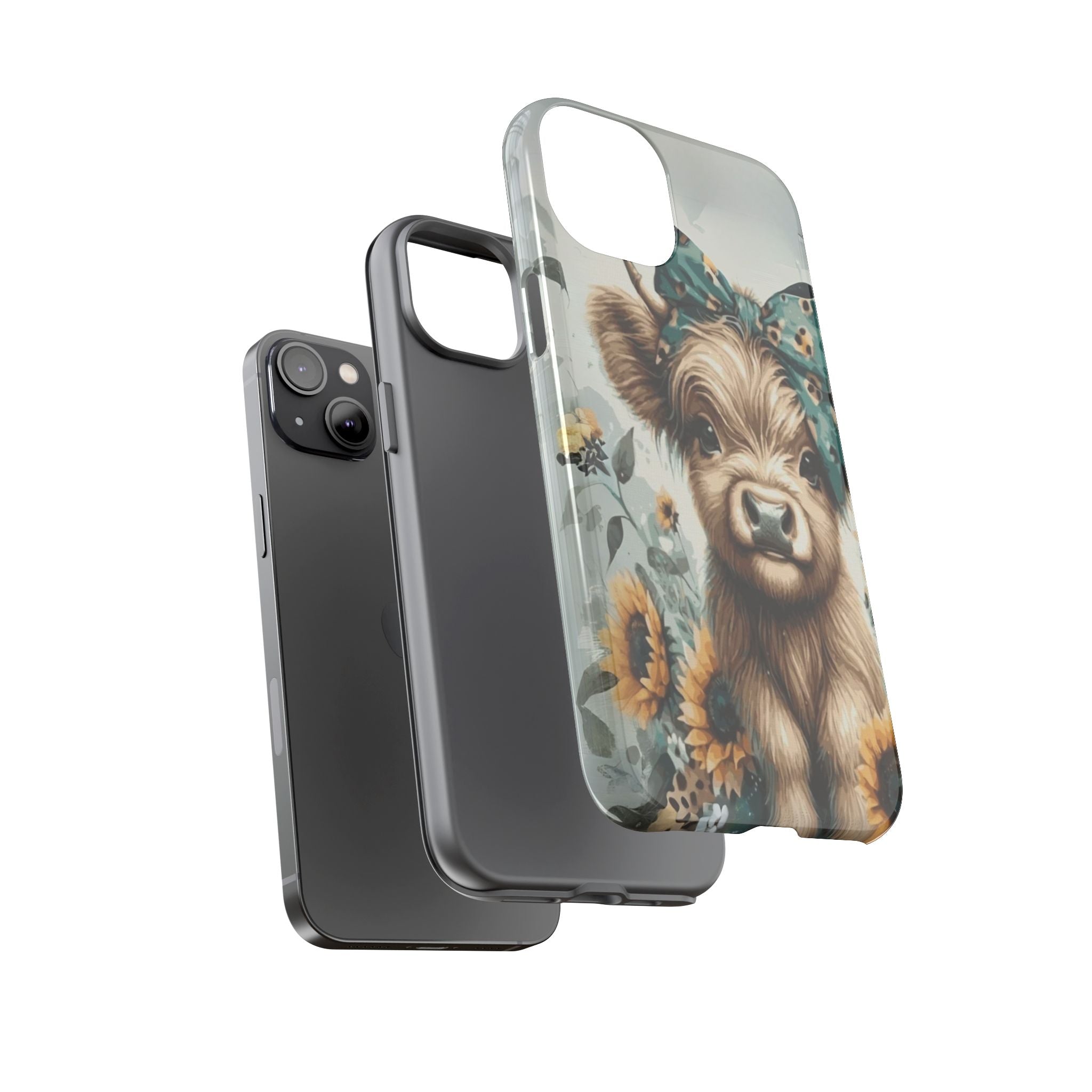 Adorable Cow Phone Case – Floral Farmhouse Design, Cute Animal Lover Gift