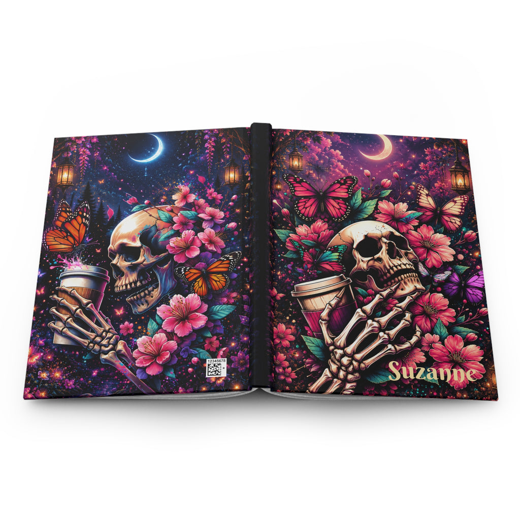 Personalized Floral Skull & Butterfly Journal — Custom Name Hardcover Notebook | Lined Pages, Witchy Gothic Gift