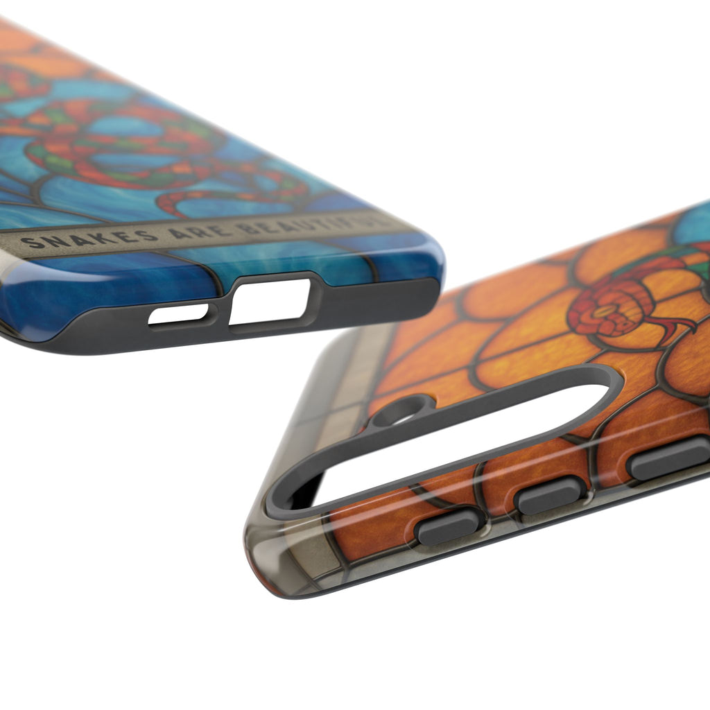 Snakes Are Beautiful Stained Glass Phone Case, Colorful Reptile Design Phone Cover, Nature Lovers Reptile Phone Case, Danger Noodle Case