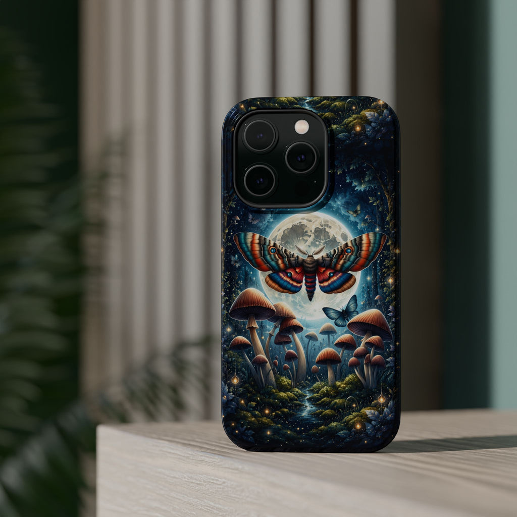 Mystic Moth Moon Phone Case – Whimsical MagSafe-Compatible Cover