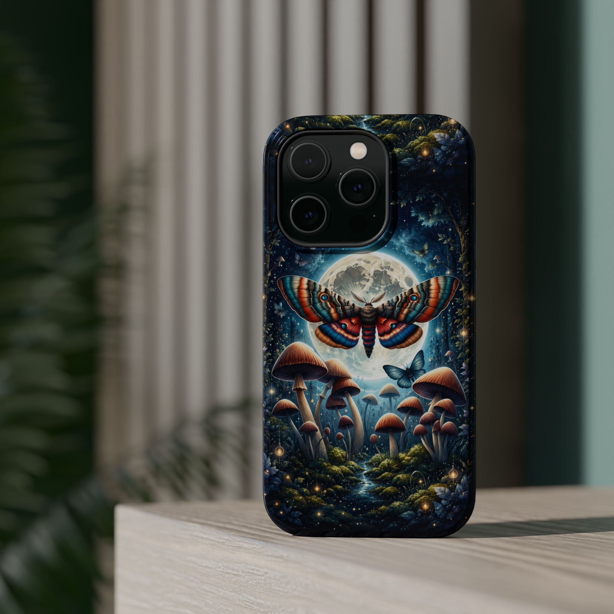 Mystic Moth Moon Phone Case – Whimsical MagSafe-Compatible Cover