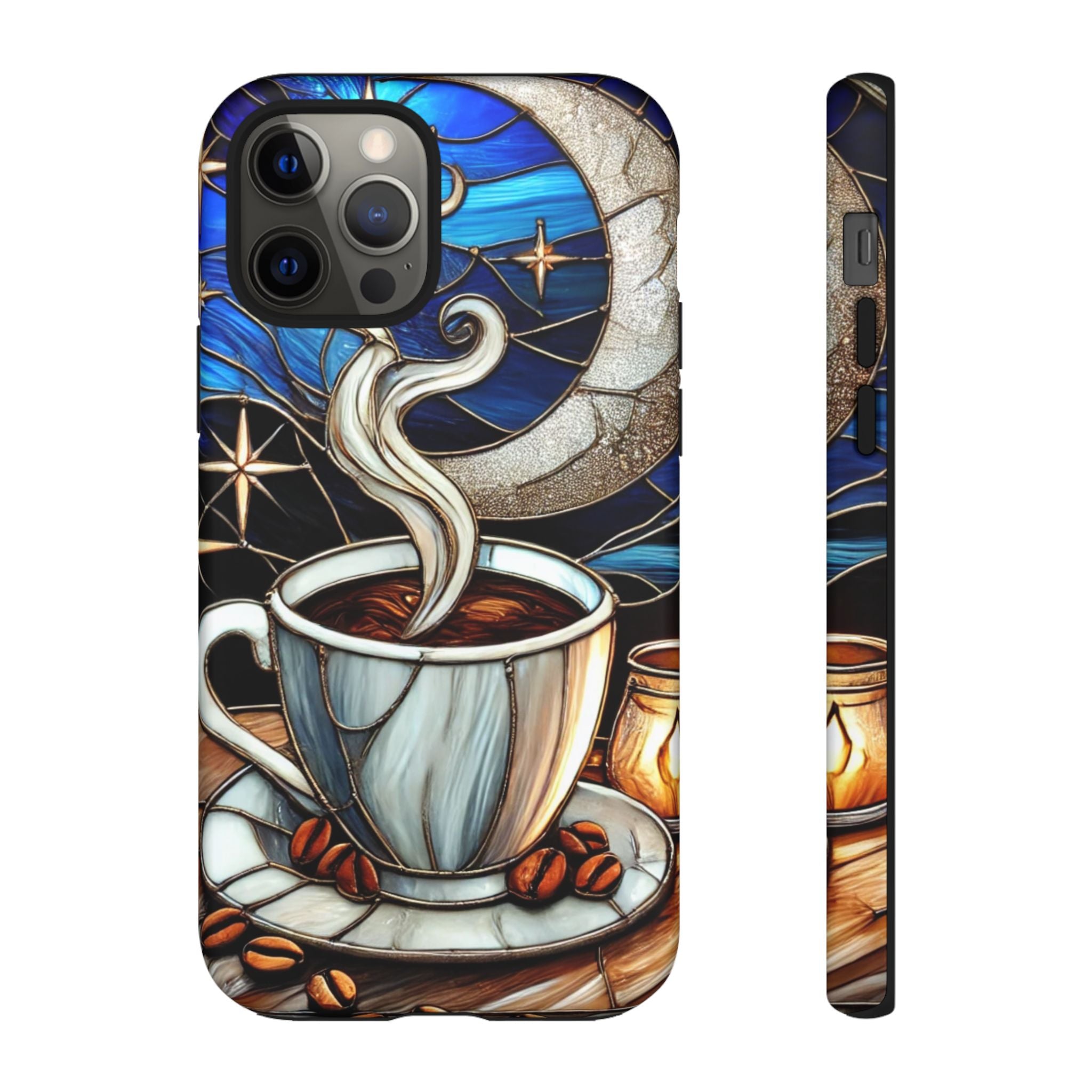 Stained Glass Coffee Phone Case – Cozy Artistic Design for Coffee Lovers