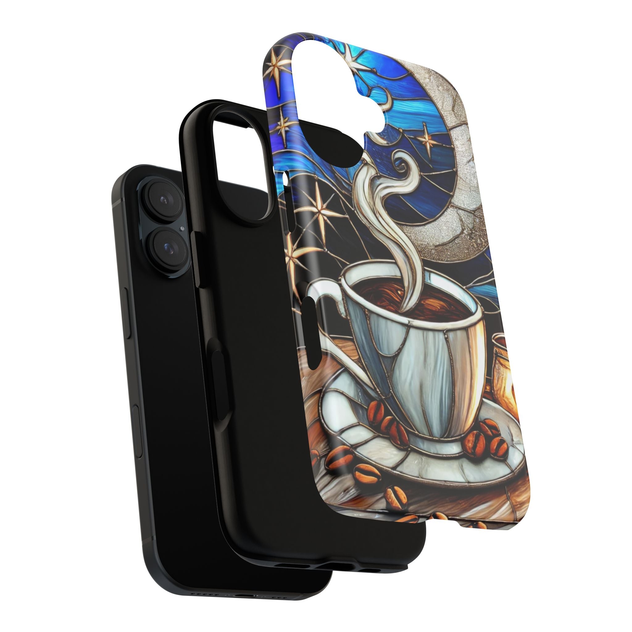 Stained Glass Coffee Phone Case – Cozy Artistic Design for Coffee Lovers