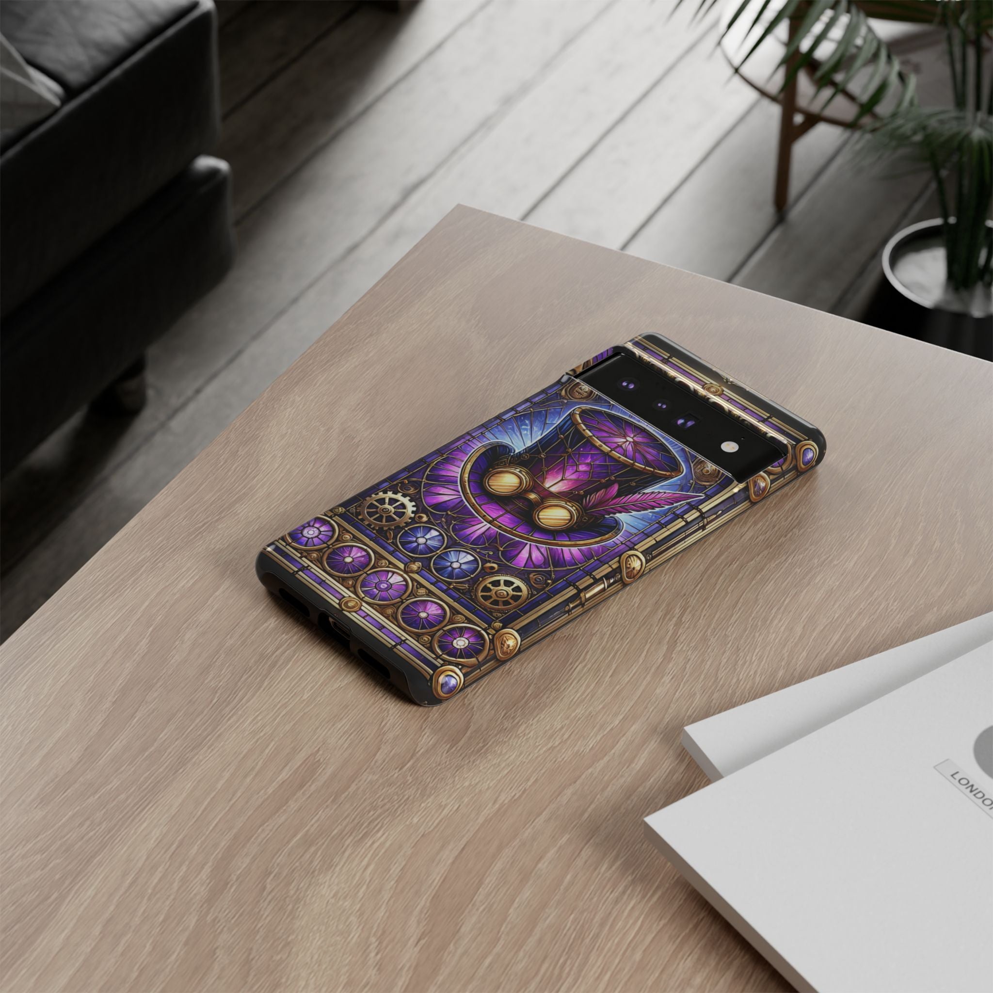 Stained Glass Steampunk Android Phone Case – 3D Full-Wrap Protective Cover with TPU Liner