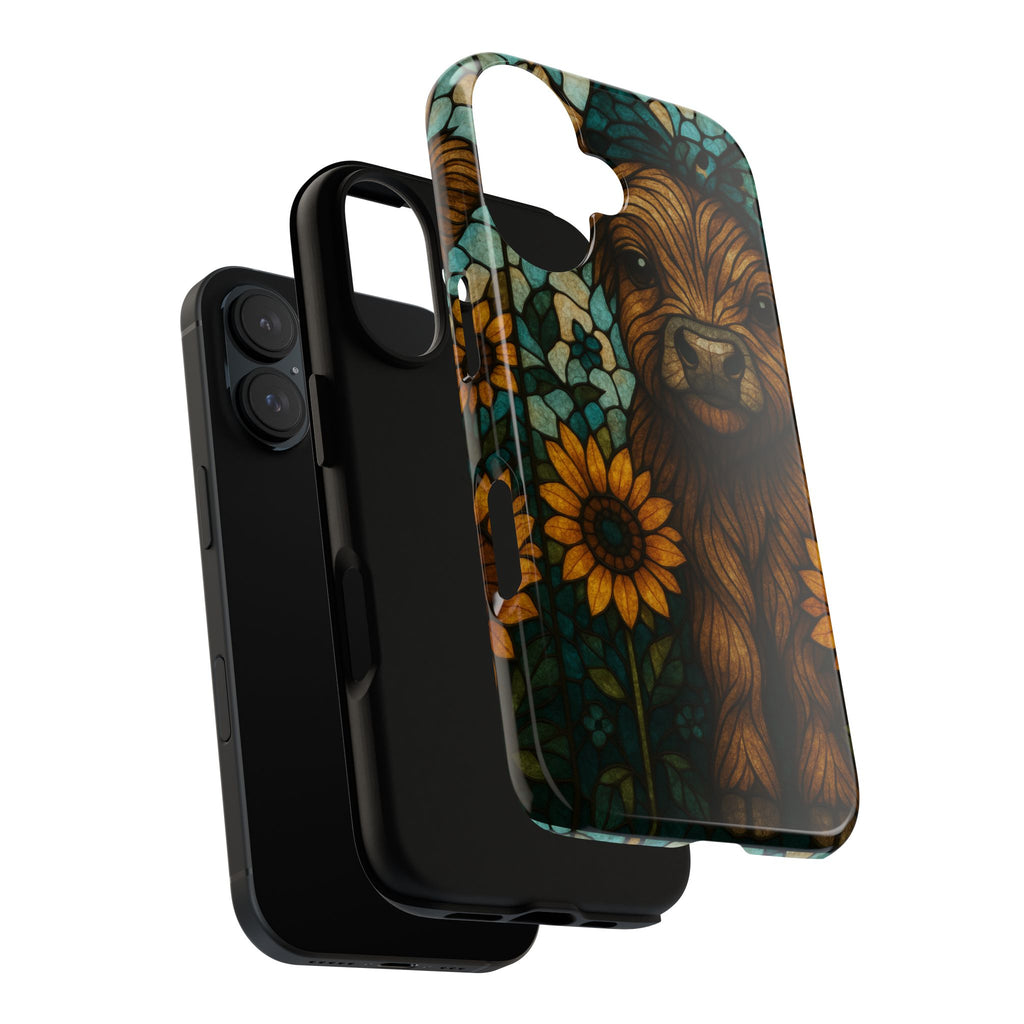 Stained Glass Baby Cow Phone Case – Sunflower Farmhouse Animal Design