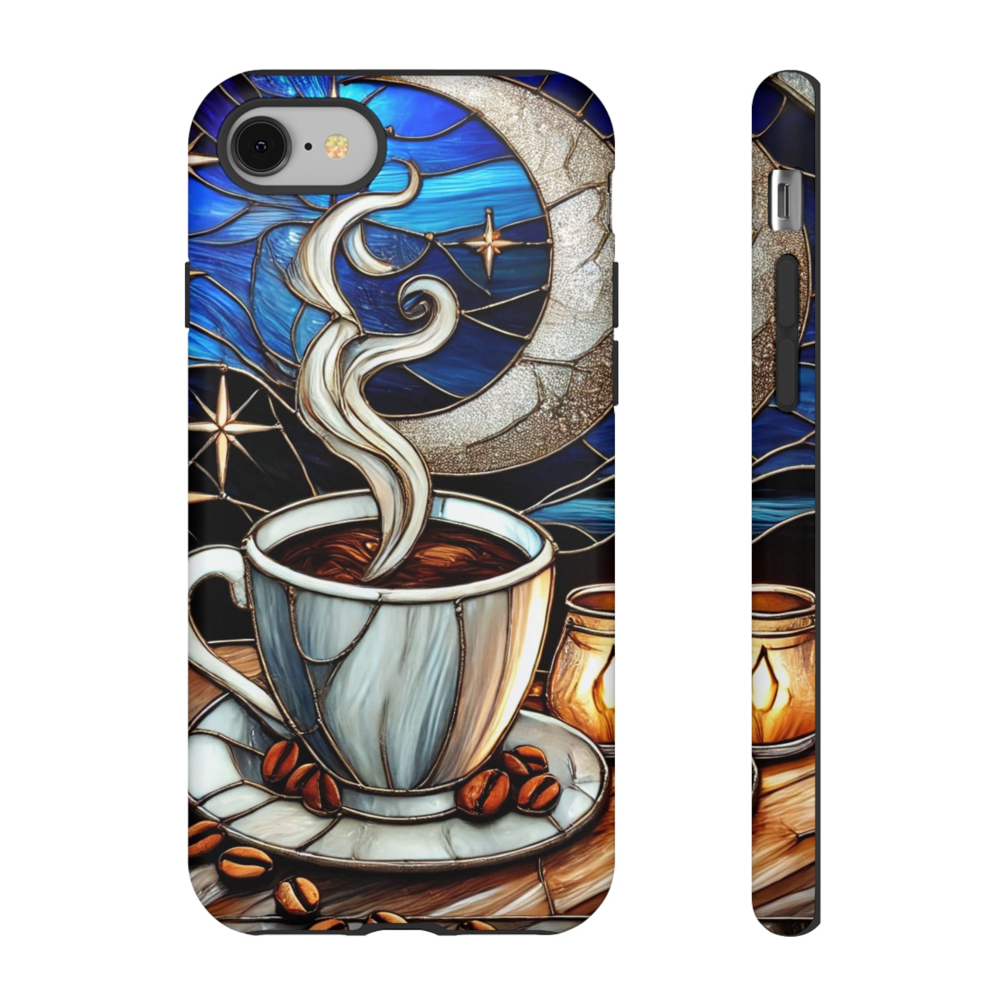 Stained Glass Coffee Phone Case – Cozy Artistic Design for Coffee Lovers