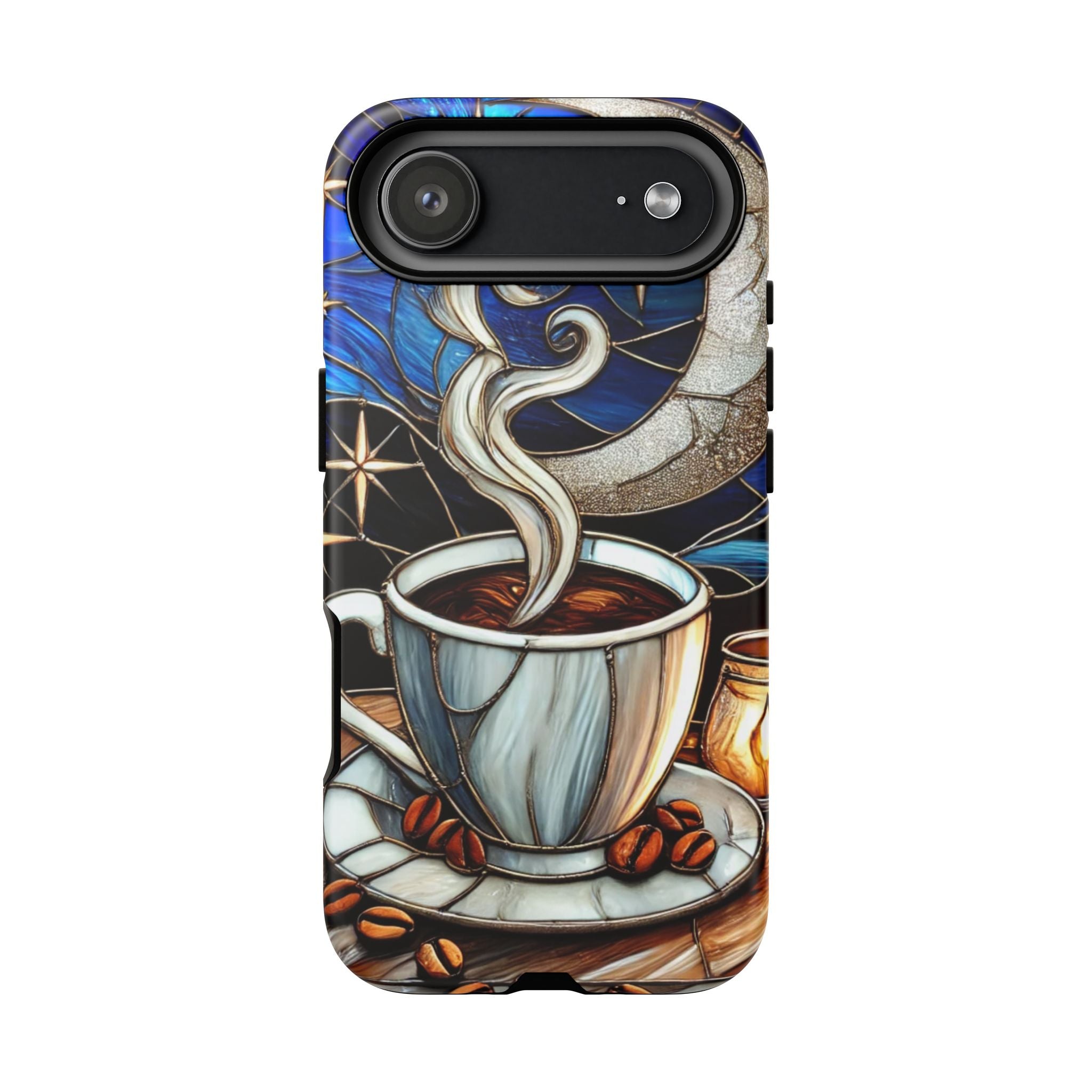 Stained Glass Coffee Phone Case – Cozy Artistic Design for Coffee Lovers