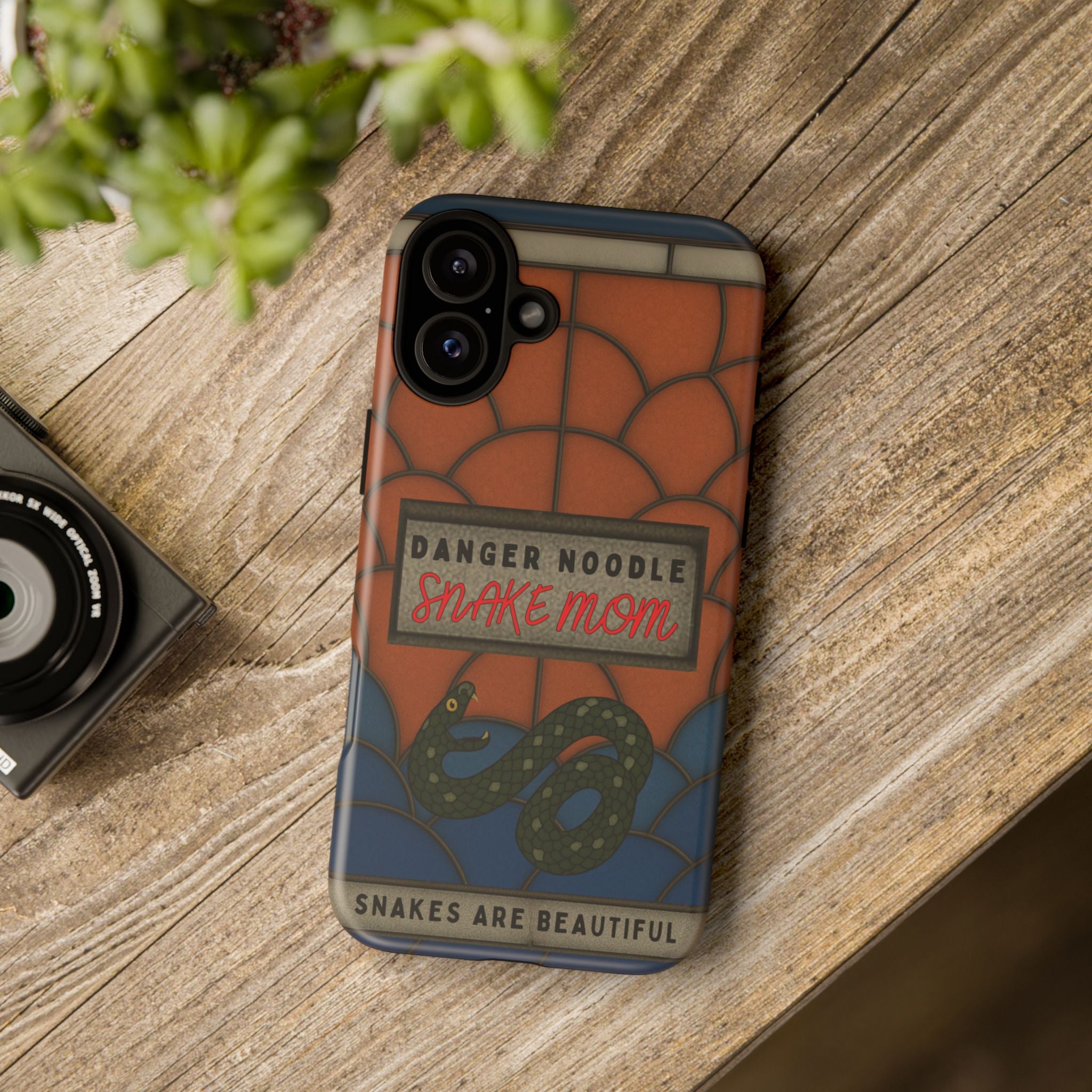 Danger Noodle Snake Mom Phone Case | Snakes Are Beautiful |Stained Glass Snake Art | Funny Snake Lover Gift |  Reptile Mom Phone Cover