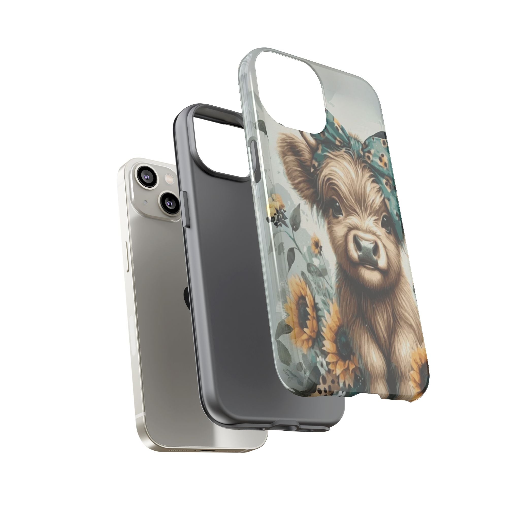 Adorable Cow Phone Case – Floral Farmhouse Design, Cute Animal Lover Gift