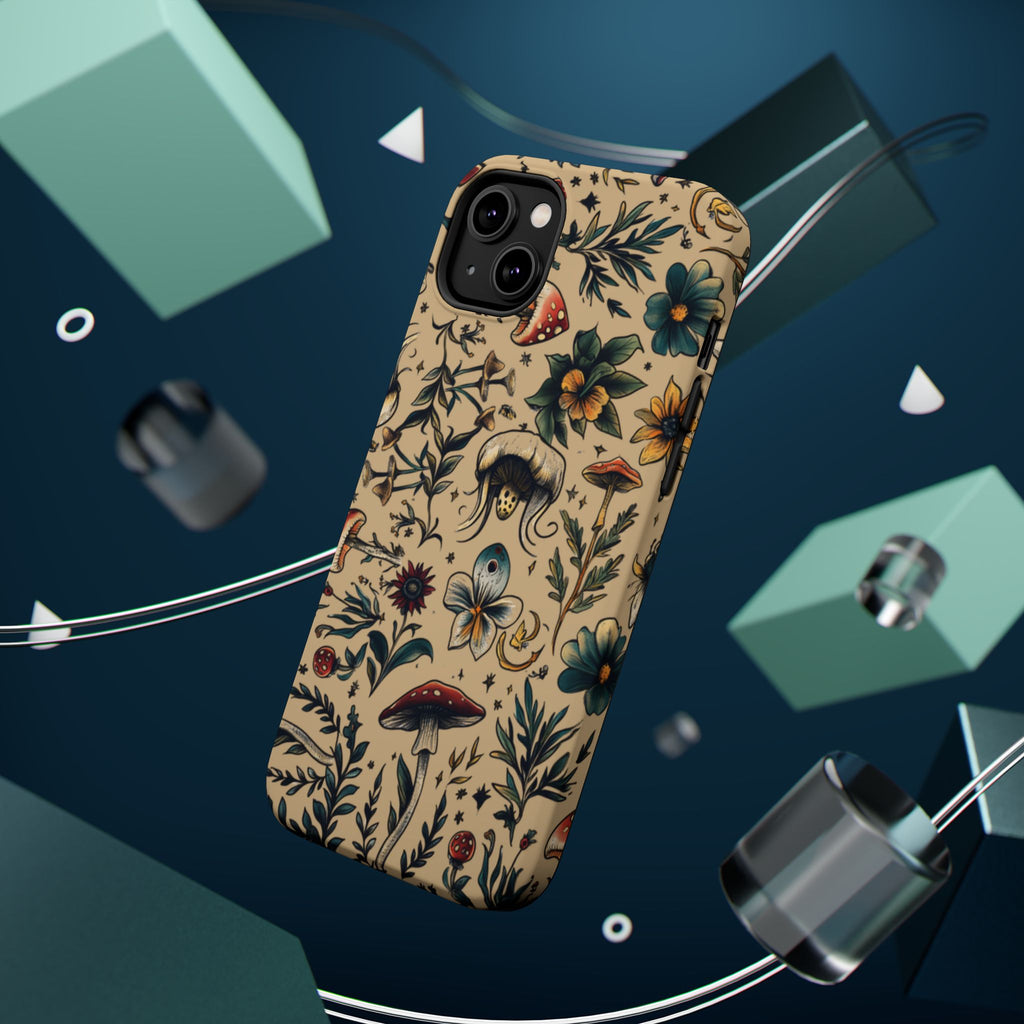 Vintage Botanical Mushroom Phone Case – MagSafe-Compatible Cover