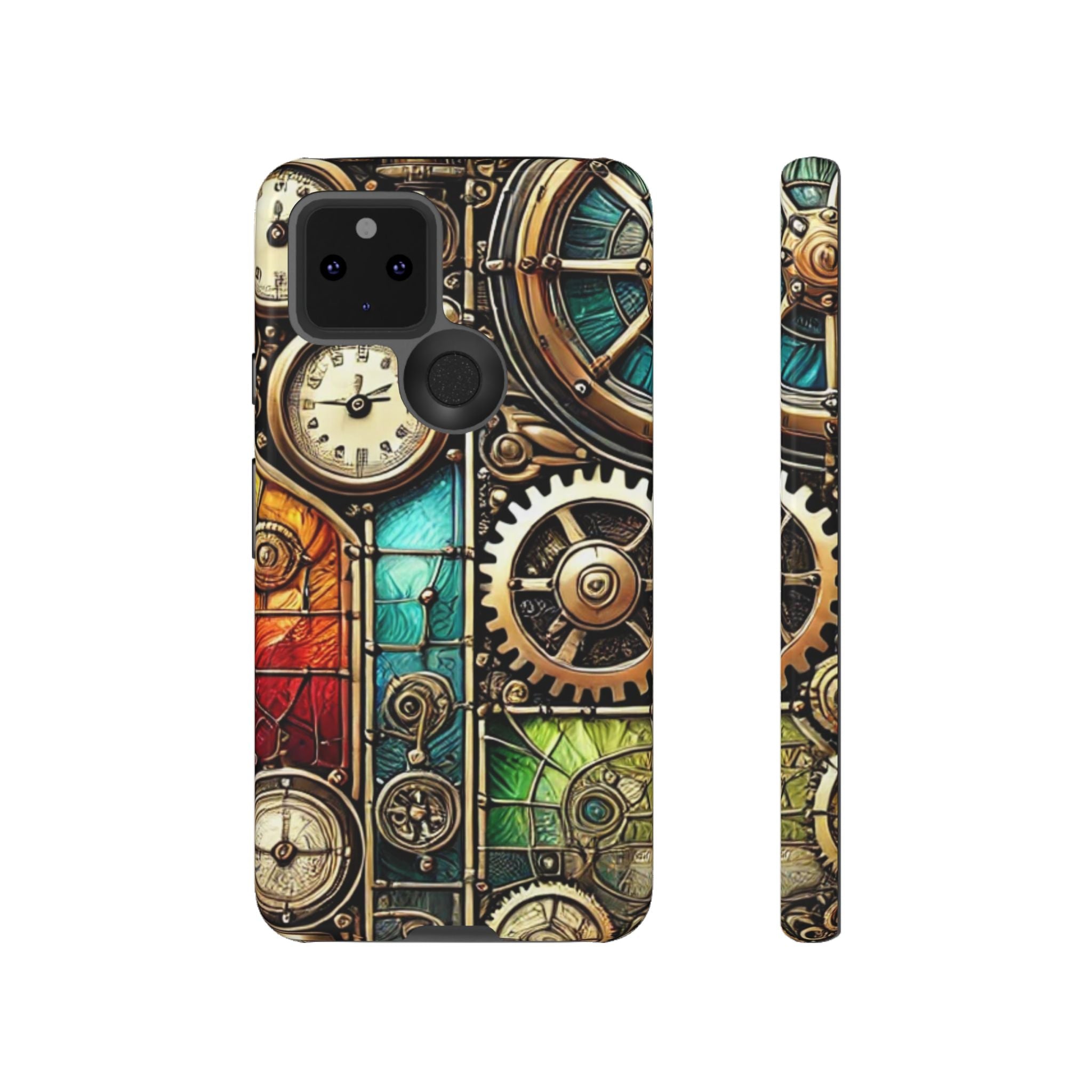 Steampunk Meets Stained Glass Android Case, Artistic Gear Design