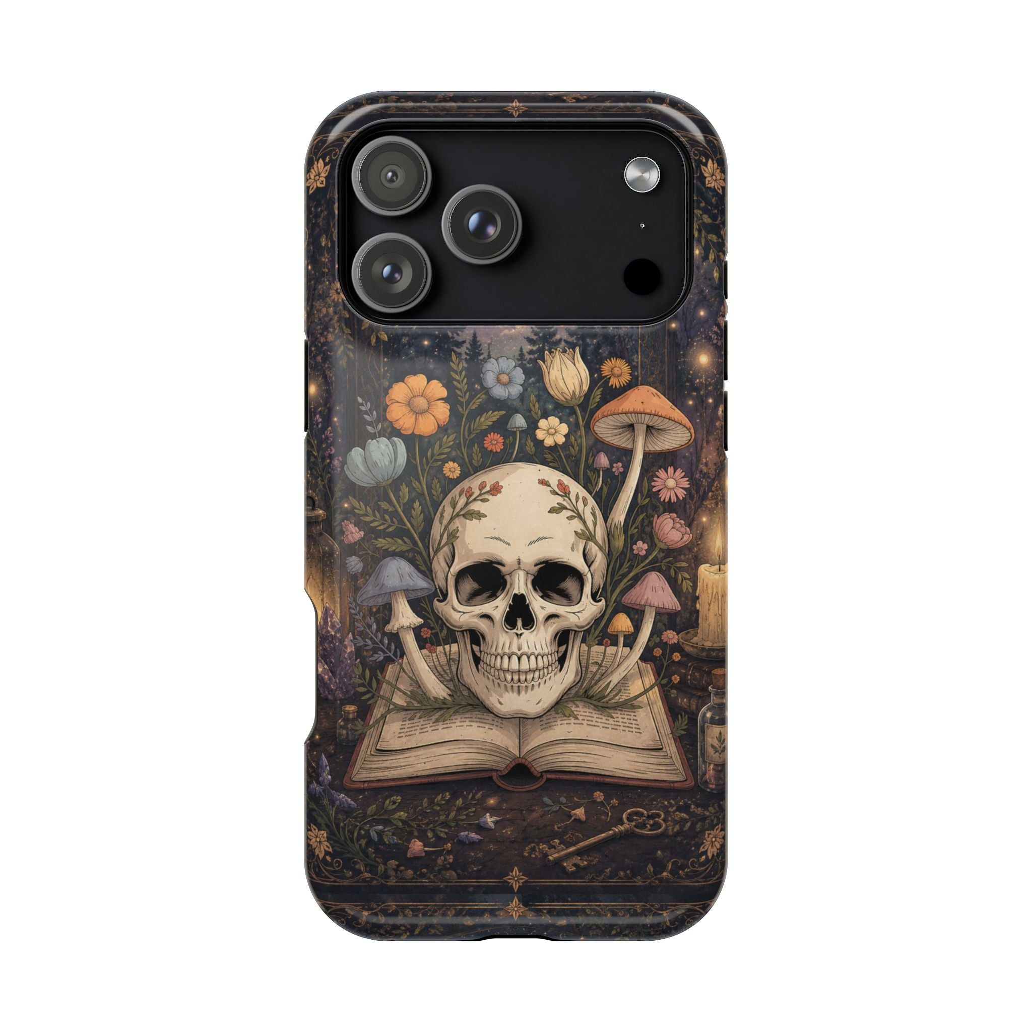 Skull & Mushroom Phone Case – Gothic MagSafe-Compatible Impact-Resistant Case