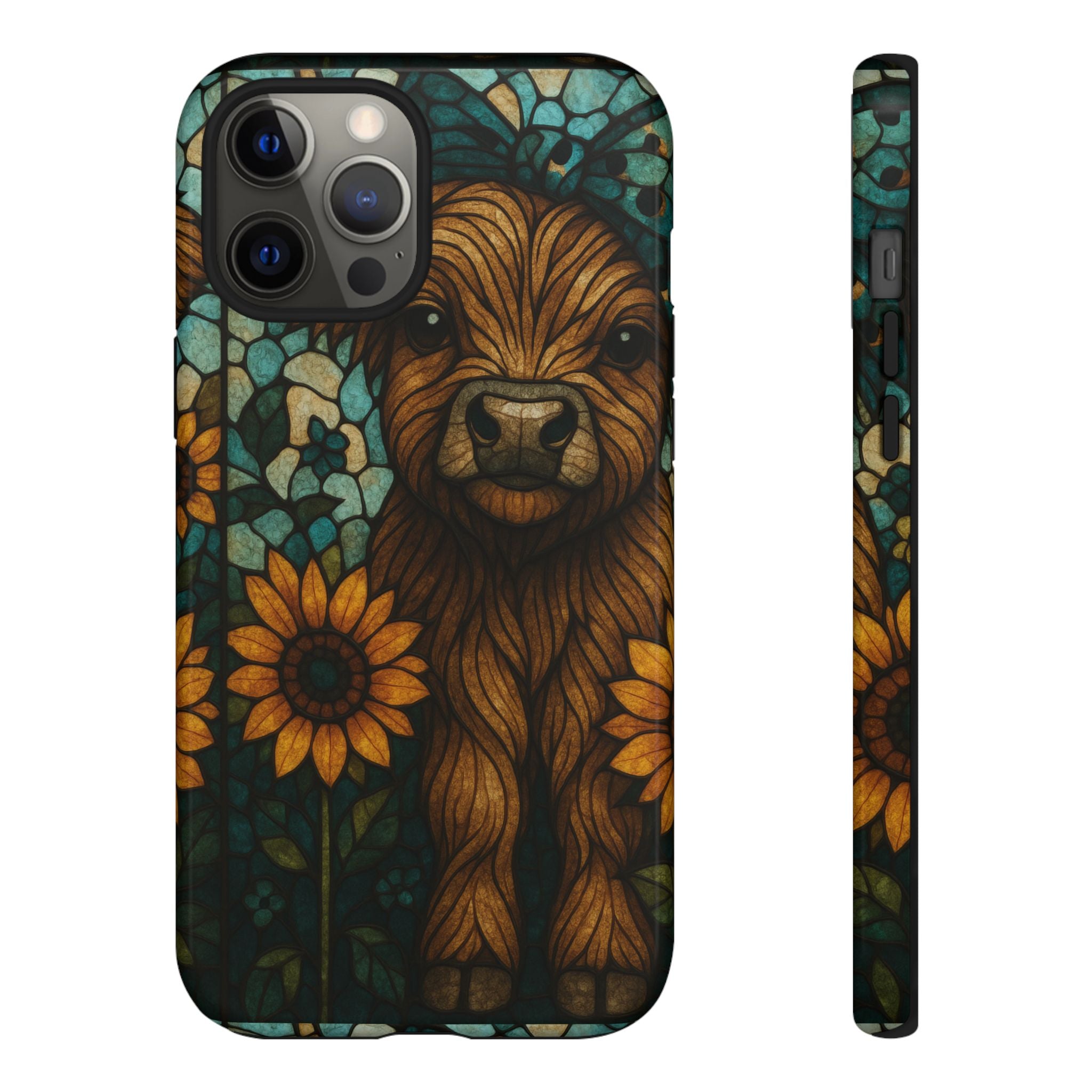 Stained Glass Baby Cow Phone Case – Sunflower Farmhouse Animal Design