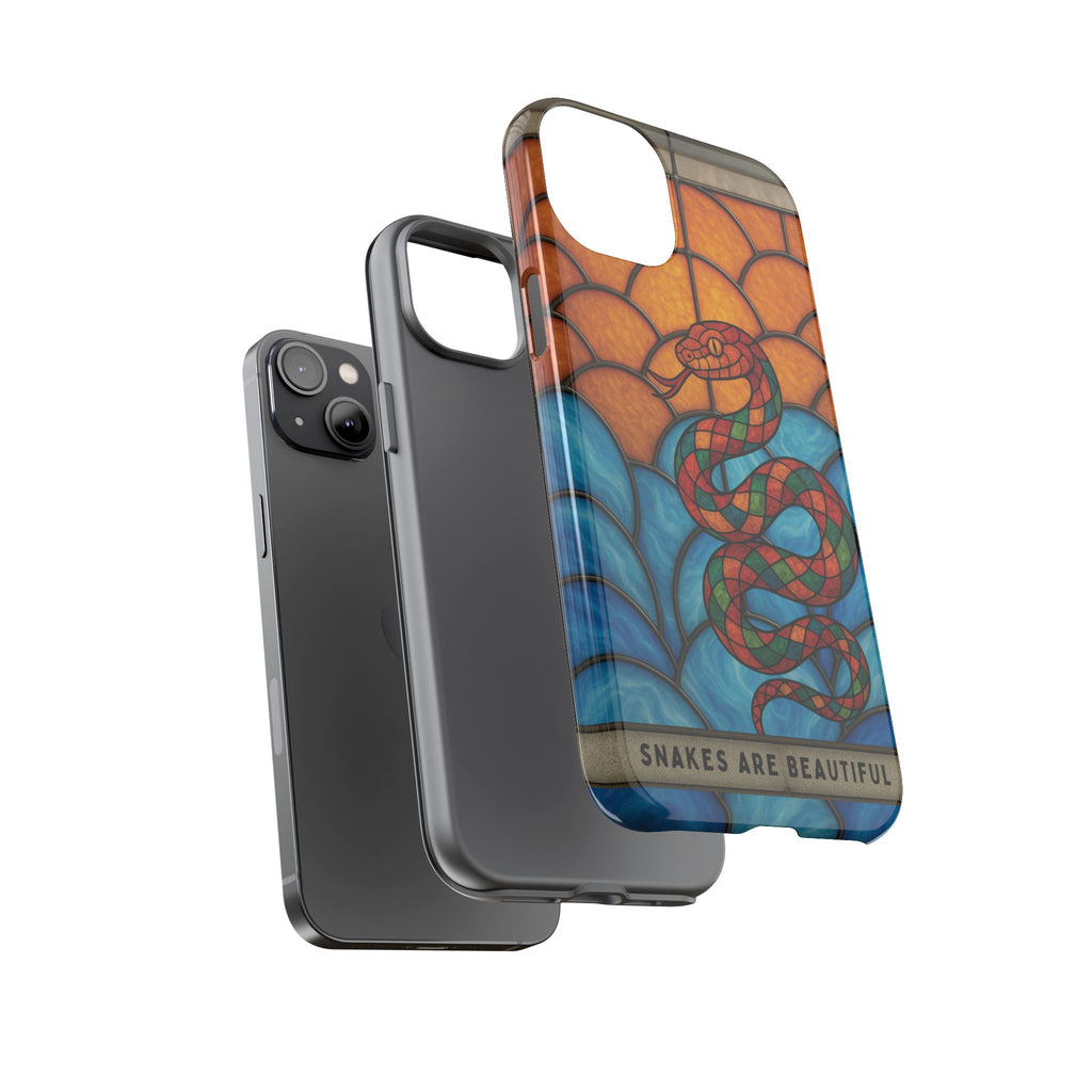 Snakes Are Beautiful Stained Glass Phone Case, Colorful Reptile Design Phone Cover, Nature Lovers Reptile Phone Case, Danger Noodle Case