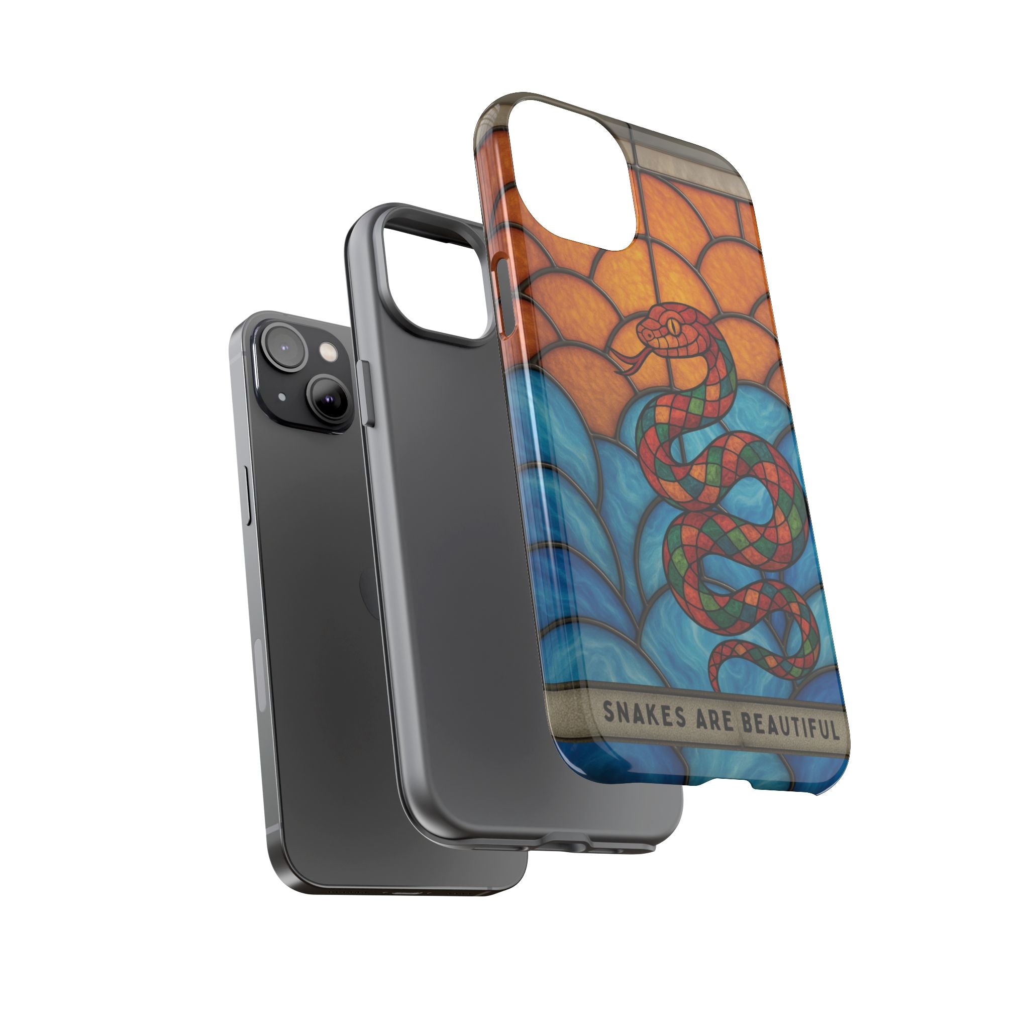 Snakes Are Beautiful Stained Glass Phone Case, Colorful Reptile Design Phone Cover, Nature Lovers Reptile Phone Case, Danger Noodle Case