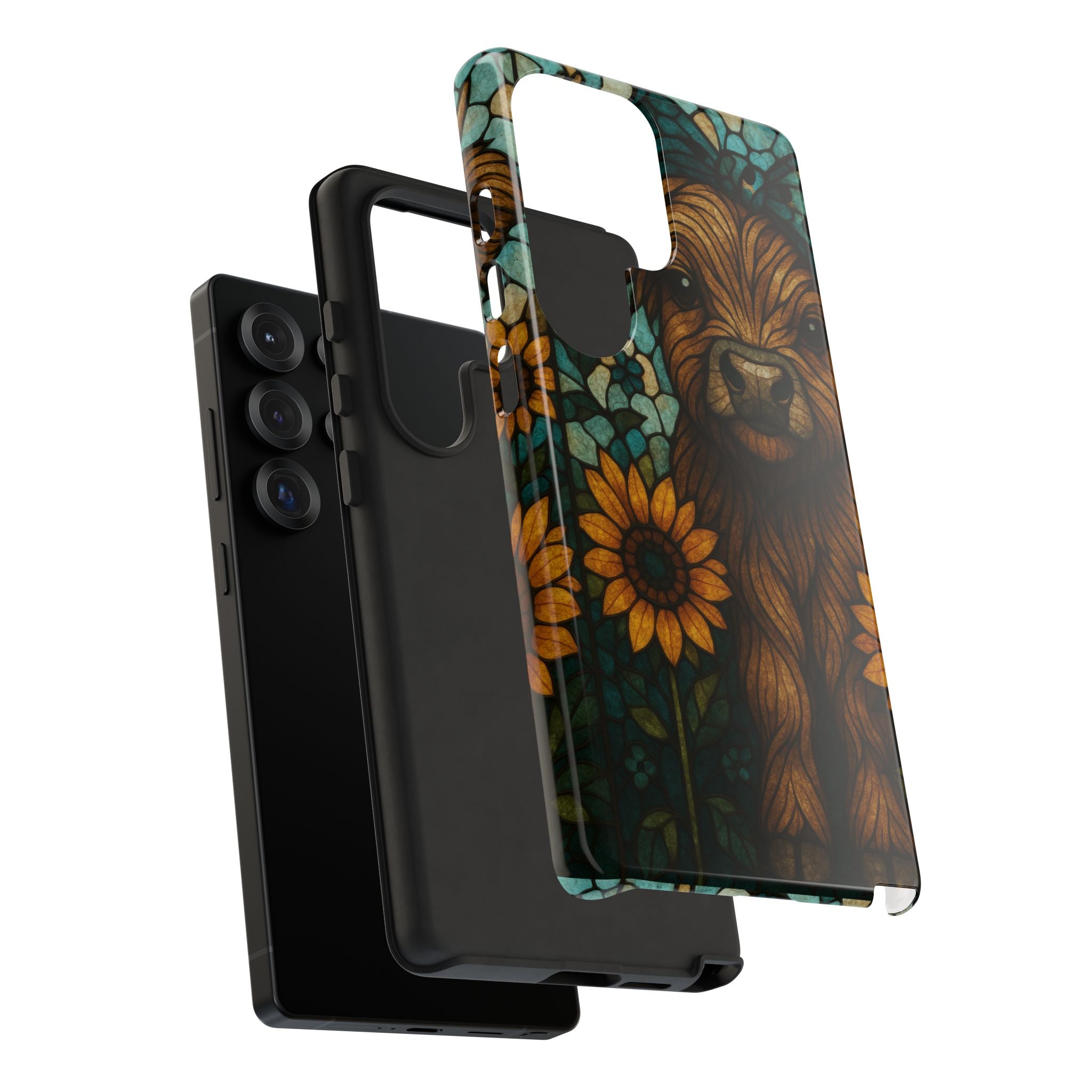Stained Glass Baby Cow Phone Case – Sunflower Farmhouse Animal Design