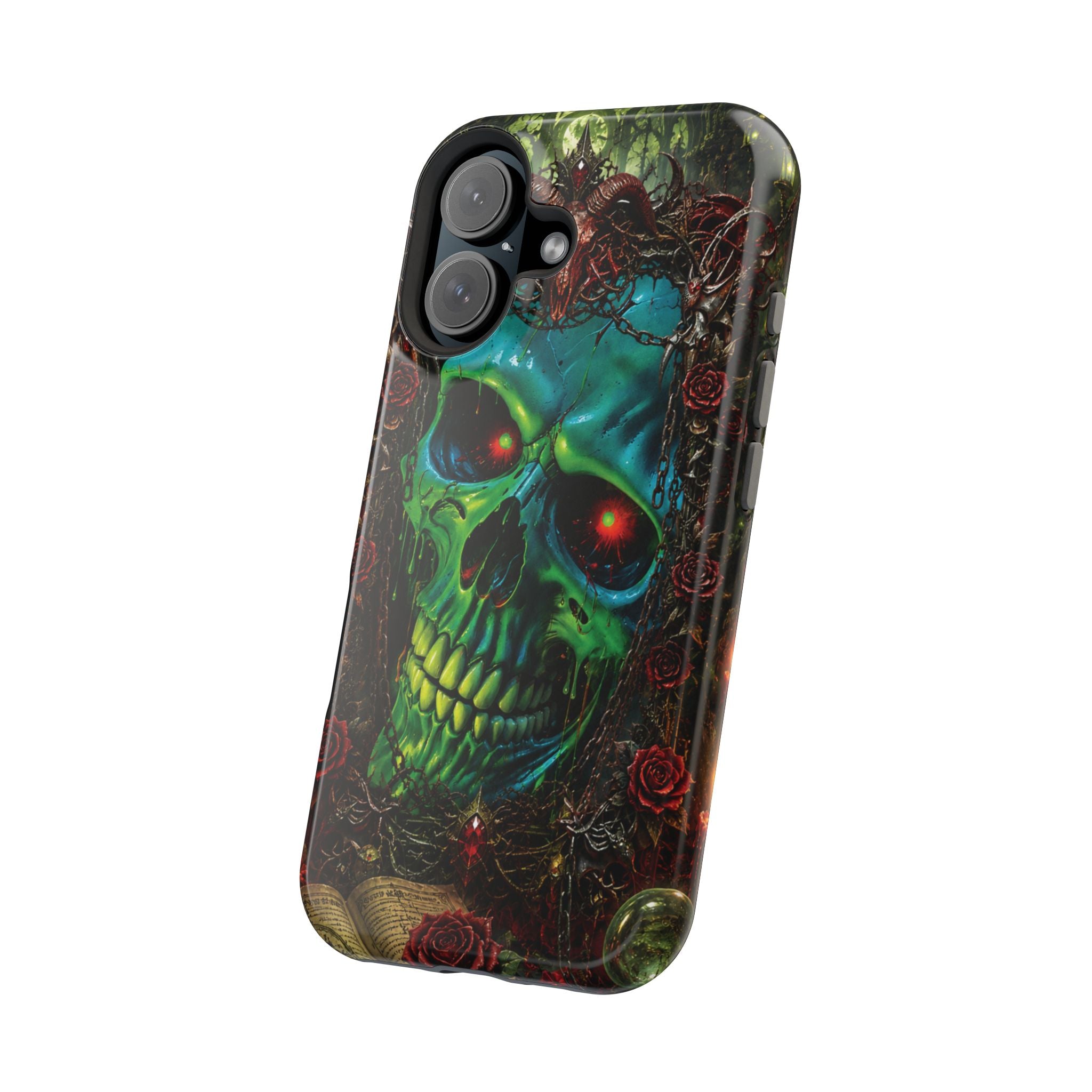 Skull Rose Phone Case – Gothic Impact-Resistant MagSafe-Compatible Cover