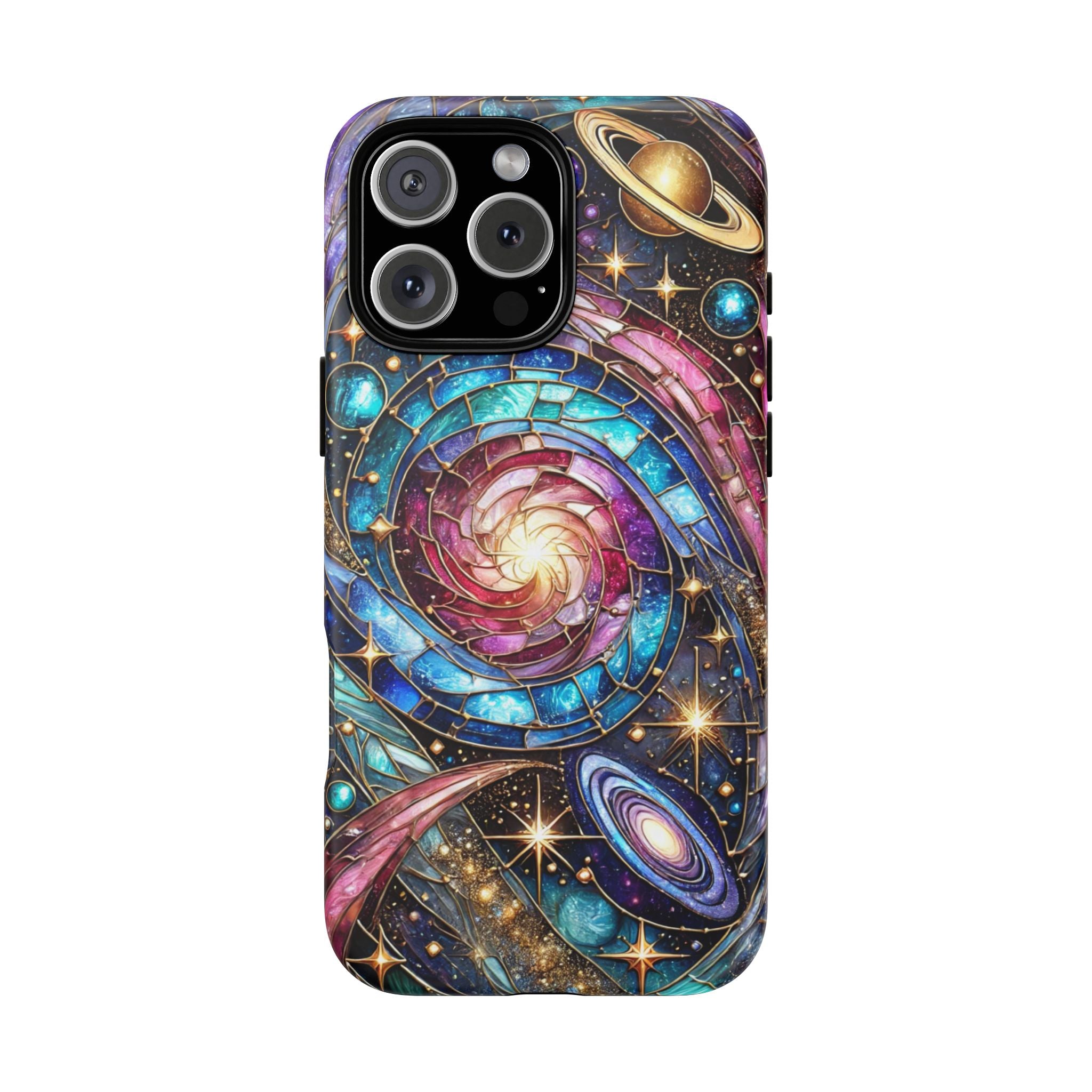 Galaxy Swirl Stained Glass Phone Case – Cosmic Celestial Cover