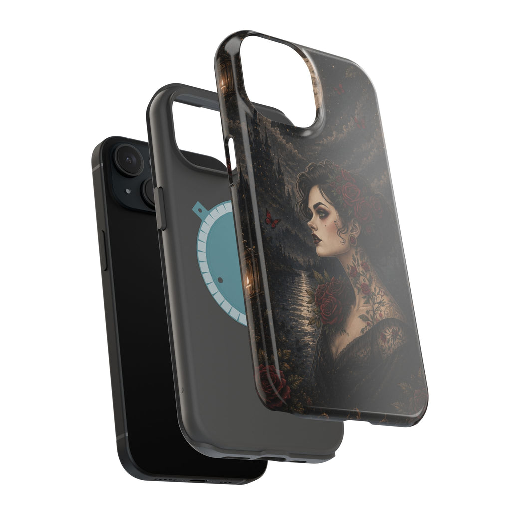 Gothic Rose Portrait Phone Case – Dark Romance MagSafe-Compatible Cover