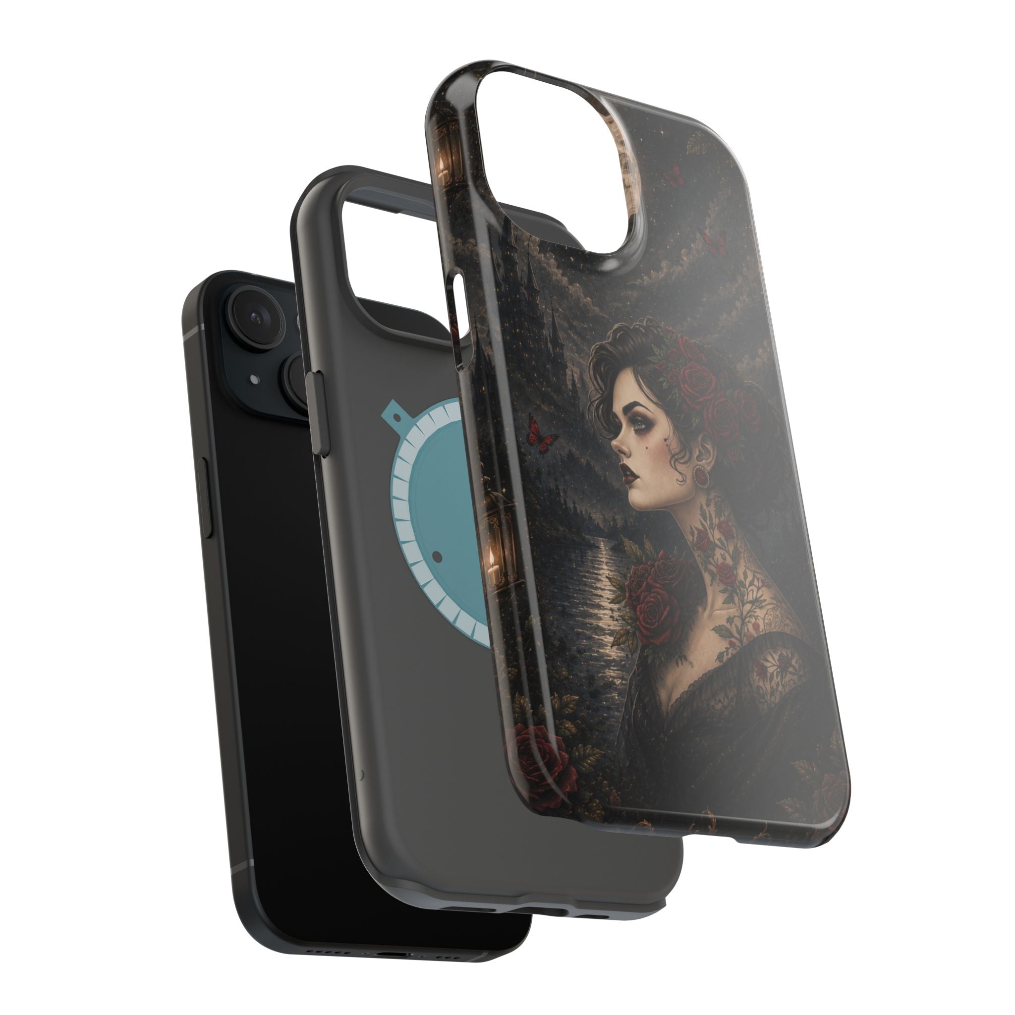 Gothic Rose Portrait Phone Case – Dark Romance MagSafe-Compatible Cover