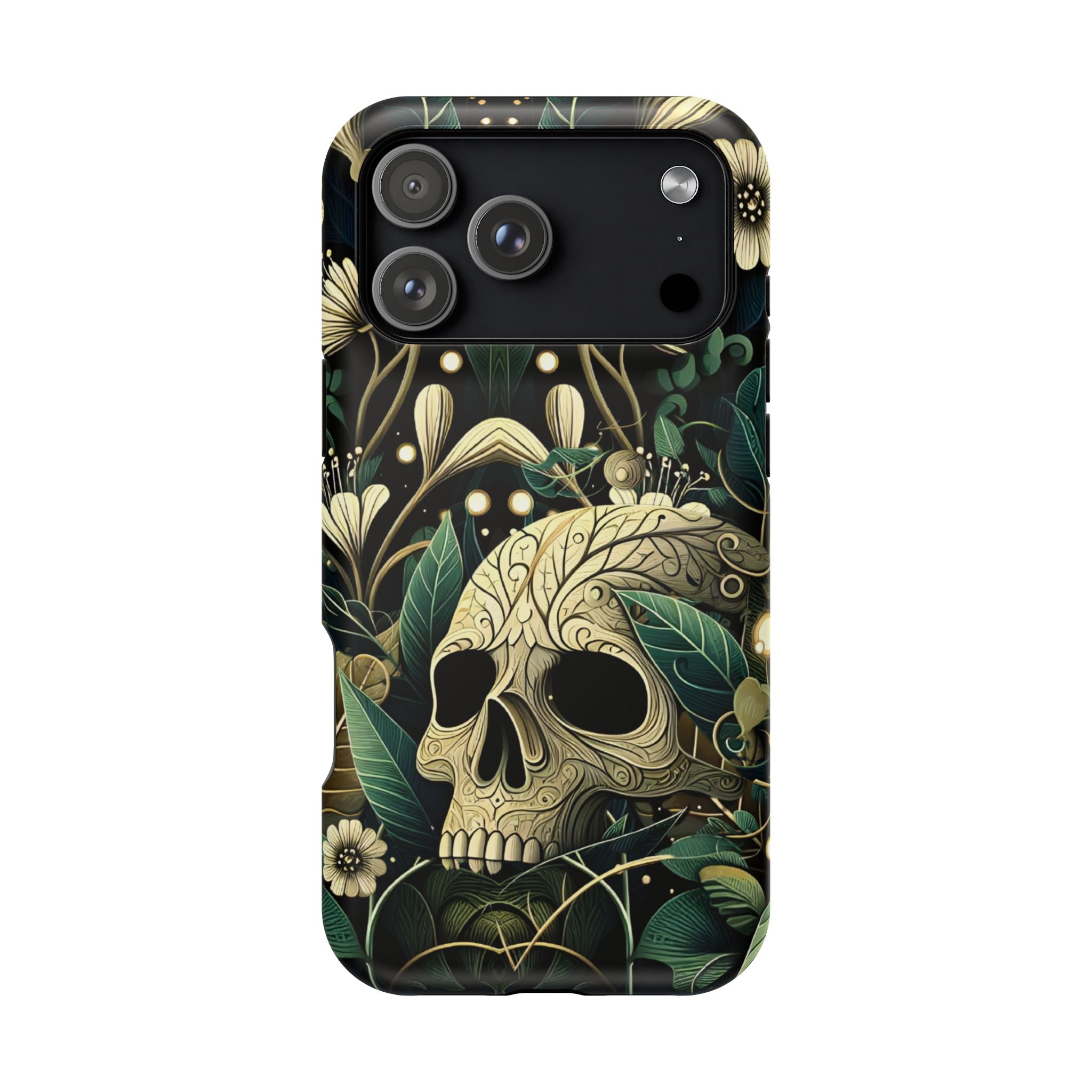 Floral Skull Phone Case – Botanical Gothic MagSafe-Compatible Cover