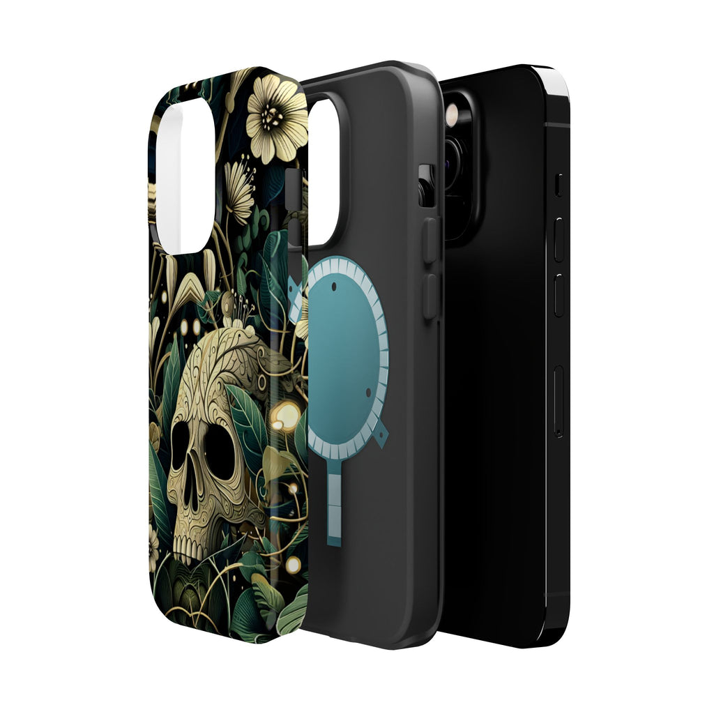 Floral Skull Phone Case – Botanical Gothic MagSafe-Compatible Cover