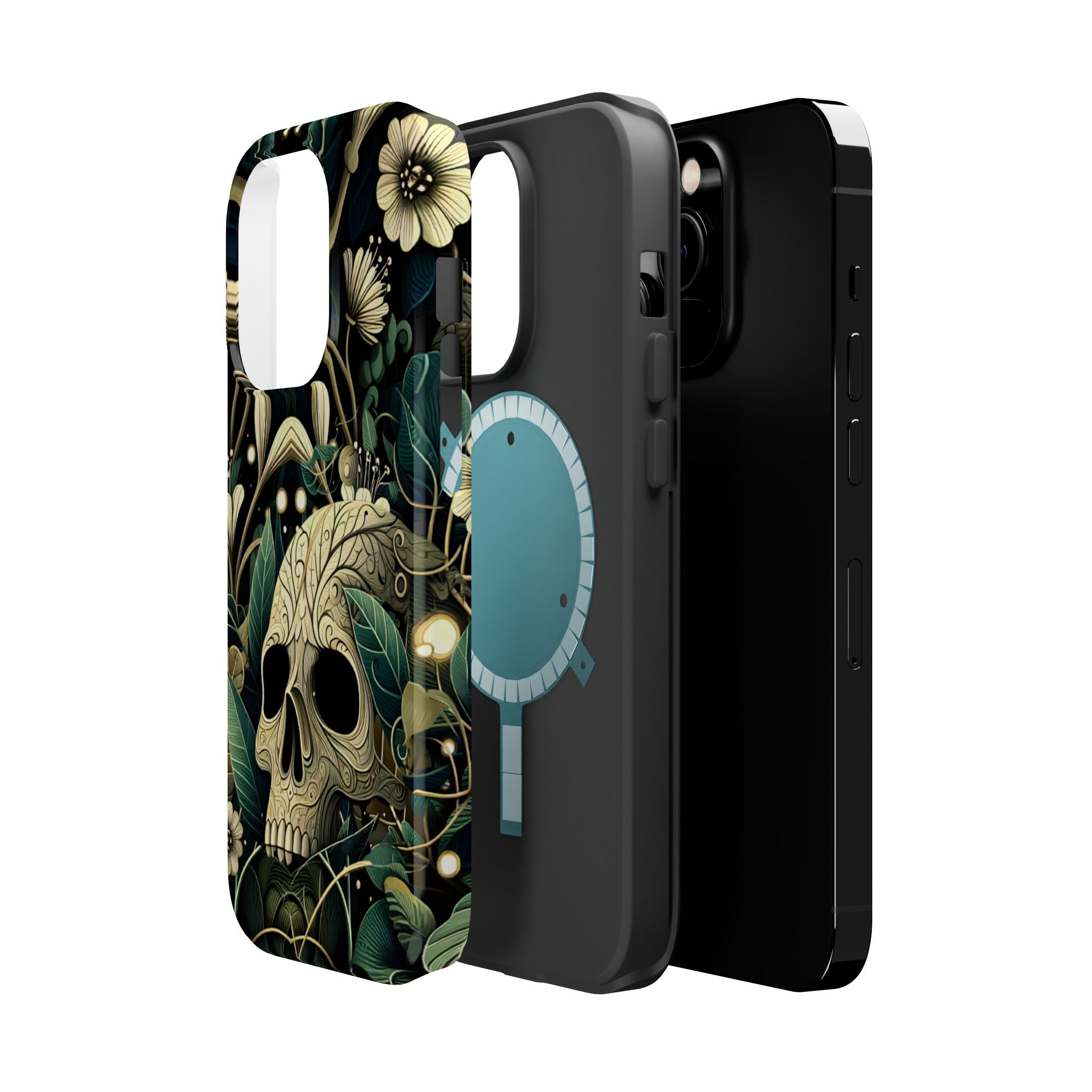 Floral Skull Phone Case – Botanical Gothic MagSafe-Compatible Cover