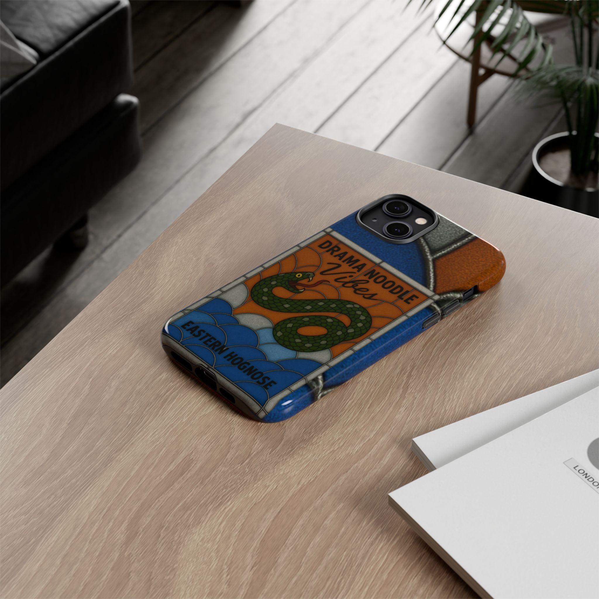 Stained Glass Snake Phone Case – Vibrant Drama Noodle Aesthetic Cover