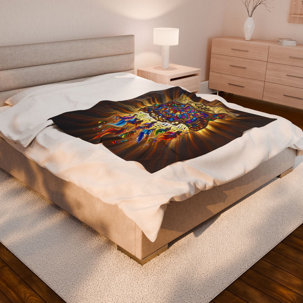 Dreamcatcher Velveteen Plush Blanket, Native American Throw, Meditation and Relaxation 50"x60" Throw Blanket