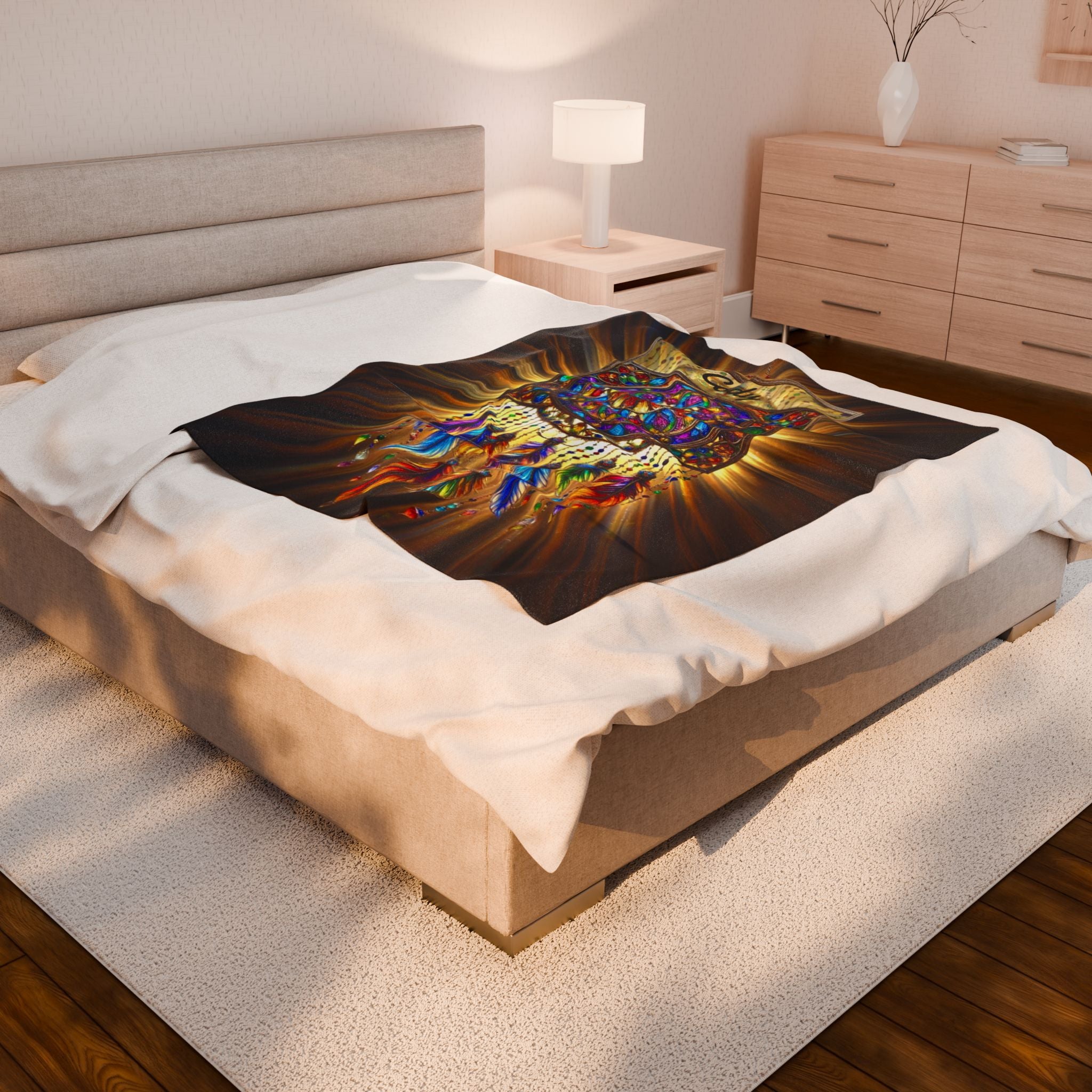 Dreamcatcher Velveteen Plush Blanket, Native American Throw, Meditation and Relaxation 50"x60" Throw Blanket