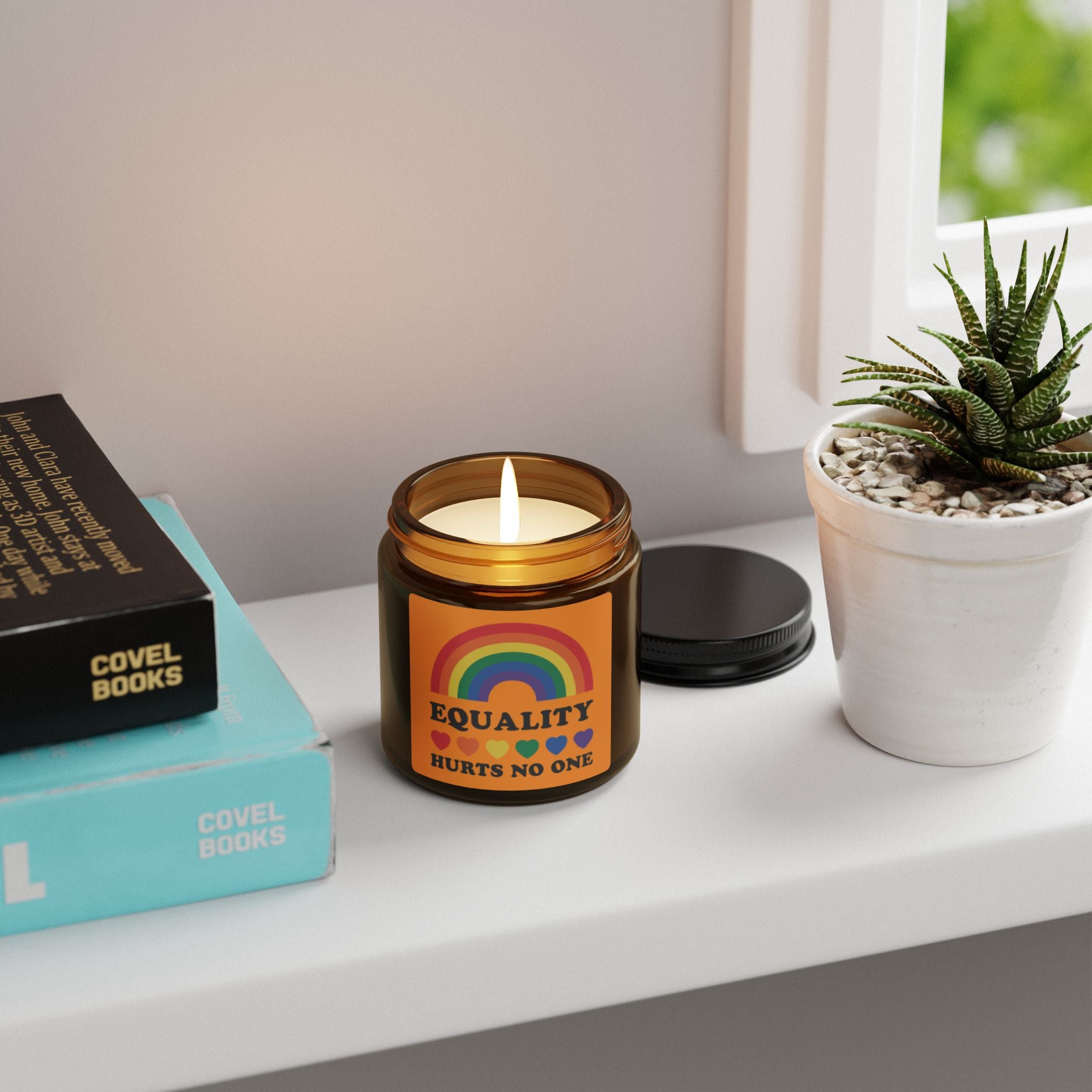 Rainbow Equality Scented Soy Candle, LGBTQ+ Pride Month Celebration Statement Gift From Daughter Son, Rainbow Pride Fathers Day Gift For Dad