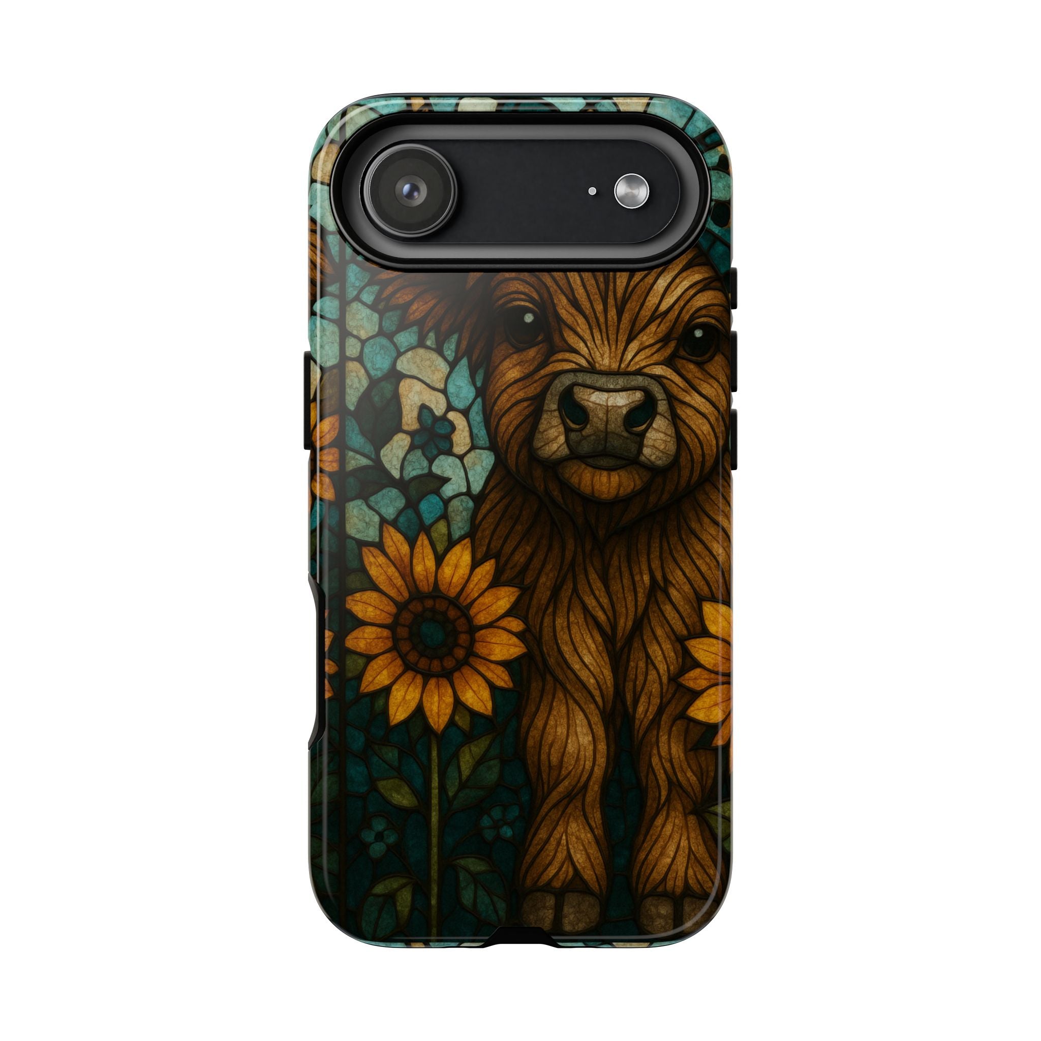Stained Glass Baby Cow Phone Case – Sunflower Farmhouse Animal Design