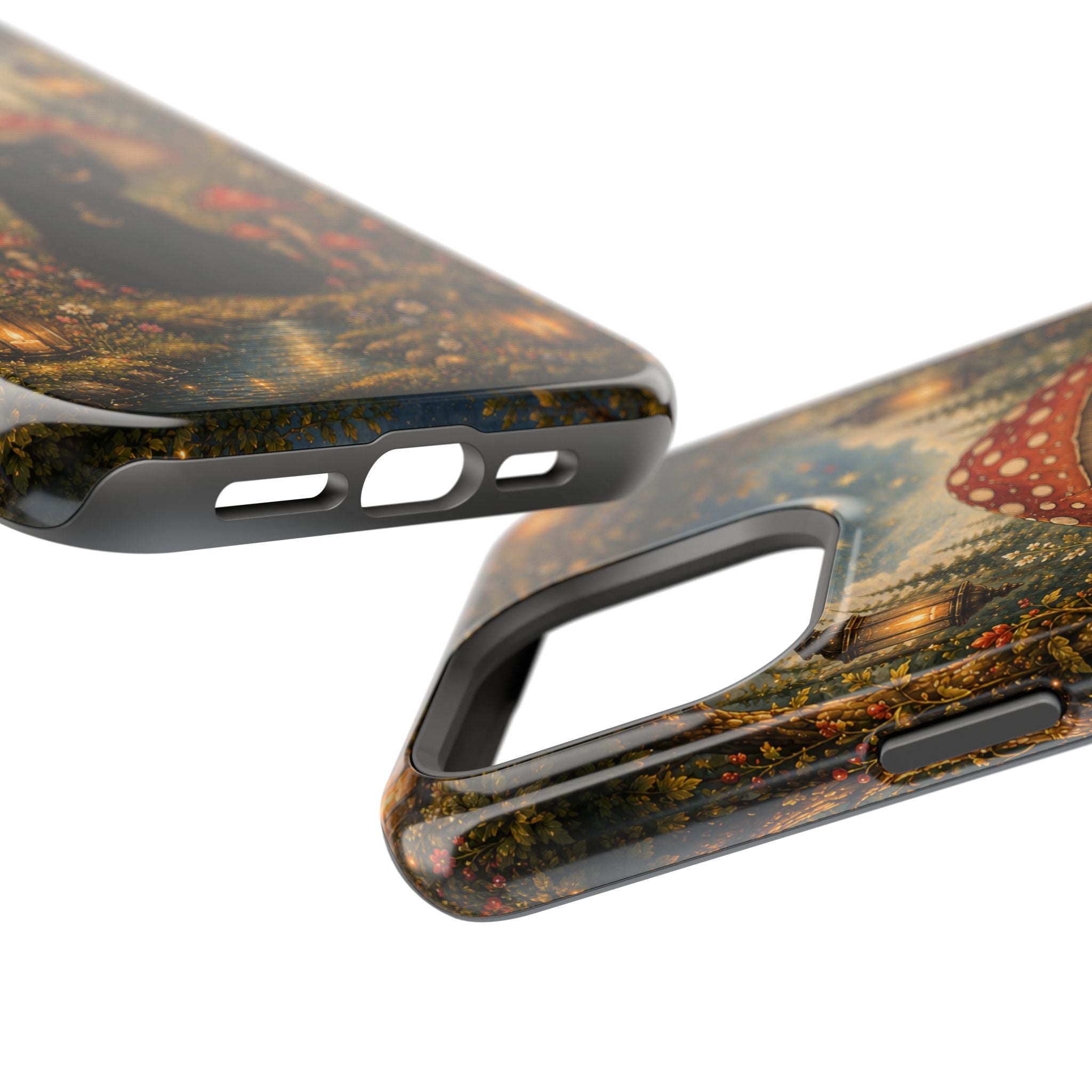 Black Cat & Mushroom Phone Case – Magical MagSafe-Compatible Cover
