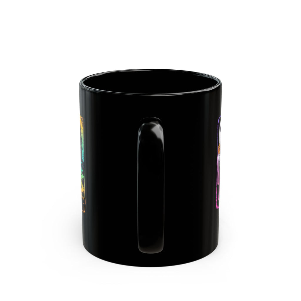 Black Brush Stroke Halloween Coffee Mug, Spooky Season Ghost Coffee Cup