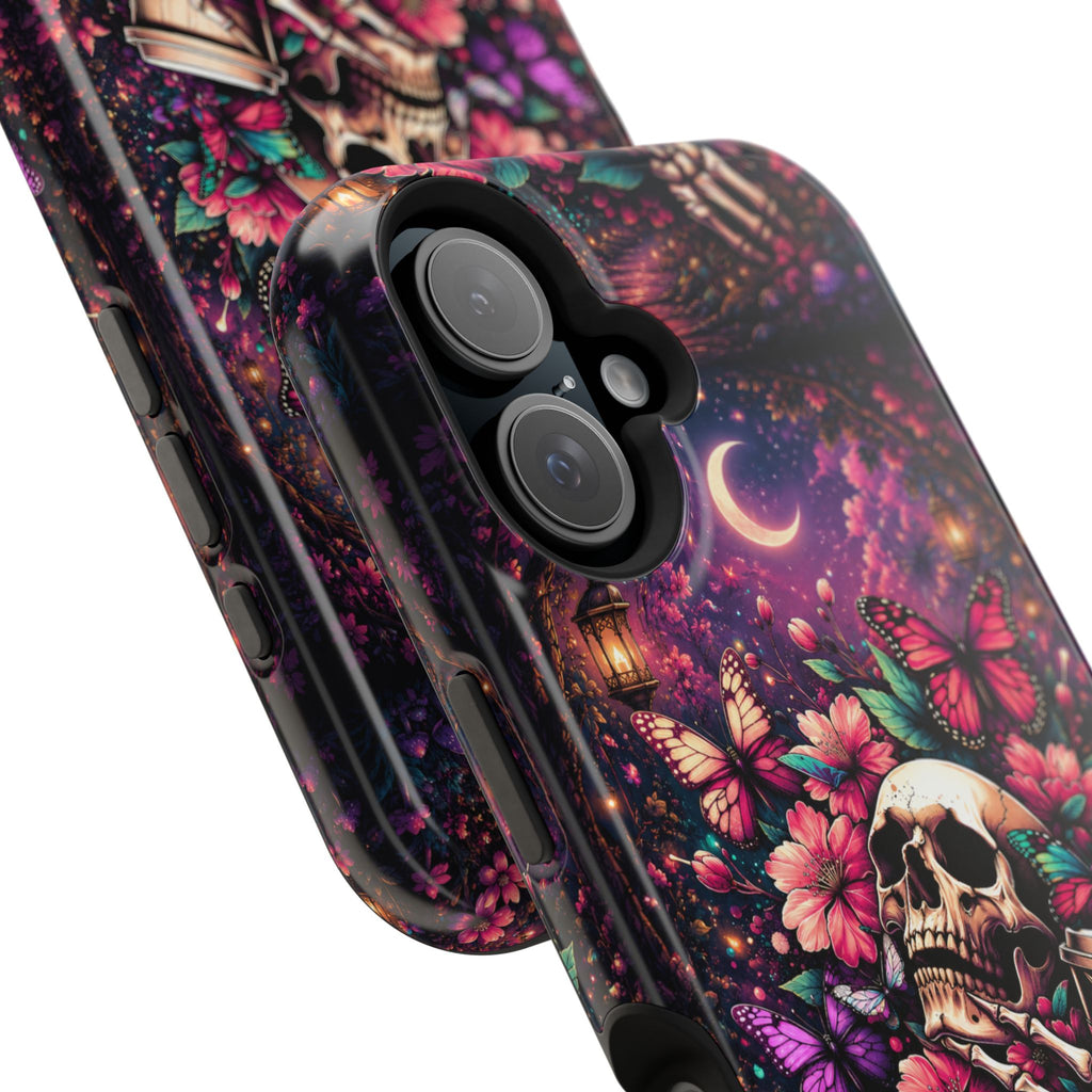 Skull & Butterflies Phone Case – Gothic Floral MagSafe-Compatible Case