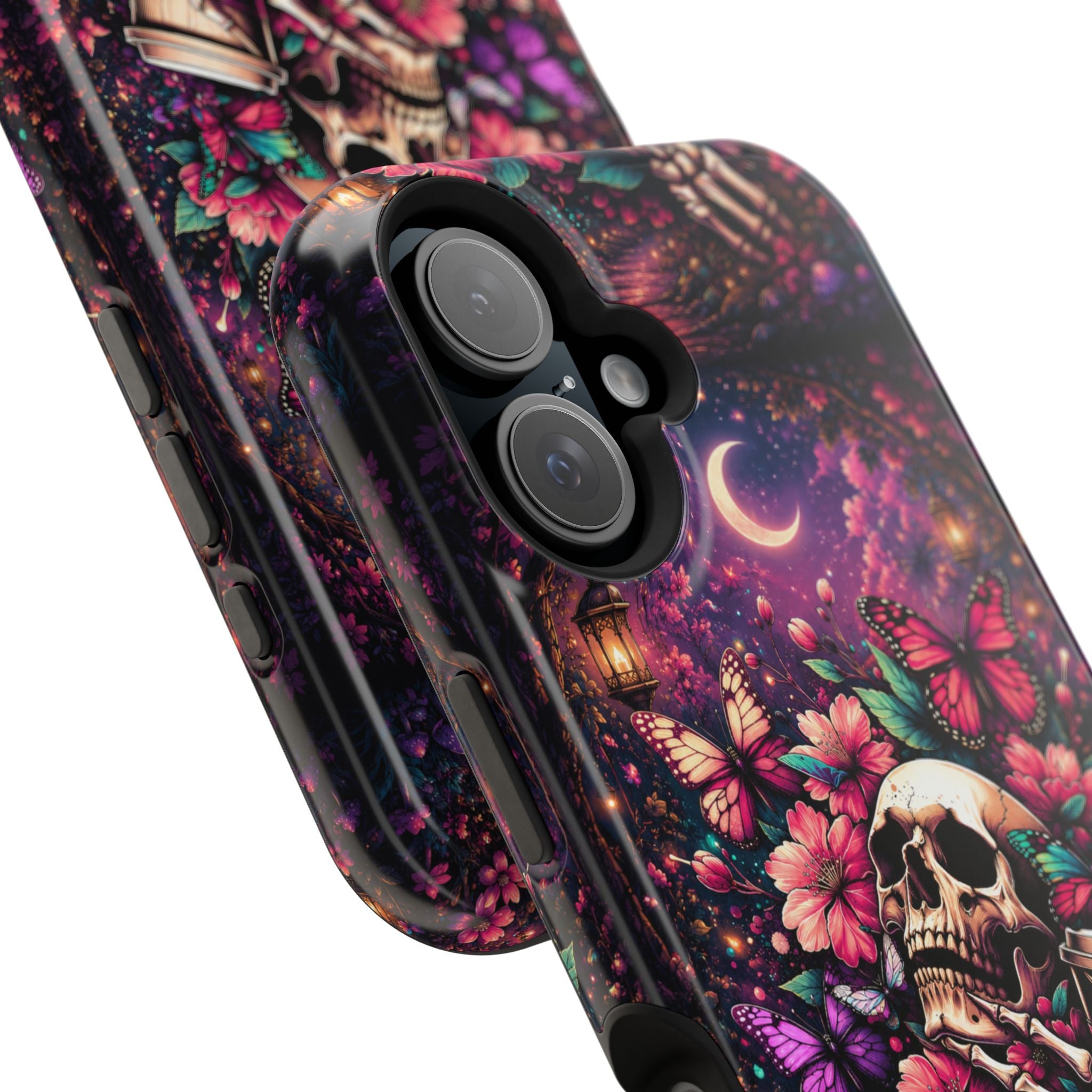 Skull & Butterflies Phone Case – Gothic Floral MagSafe-Compatible Case