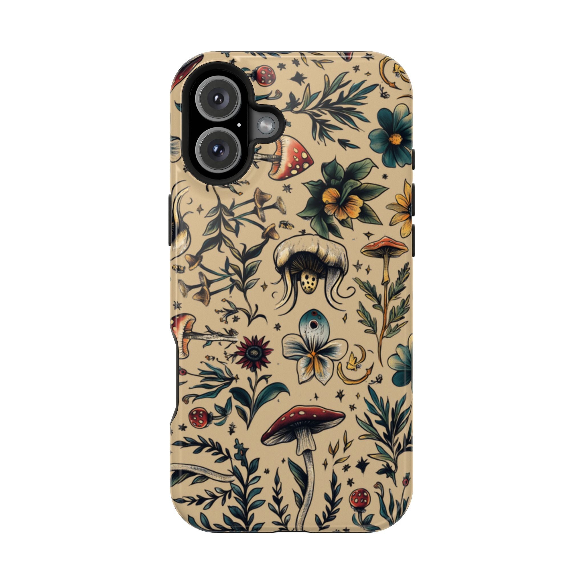 Vintage Botanical Mushroom Phone Case – MagSafe-Compatible Cover