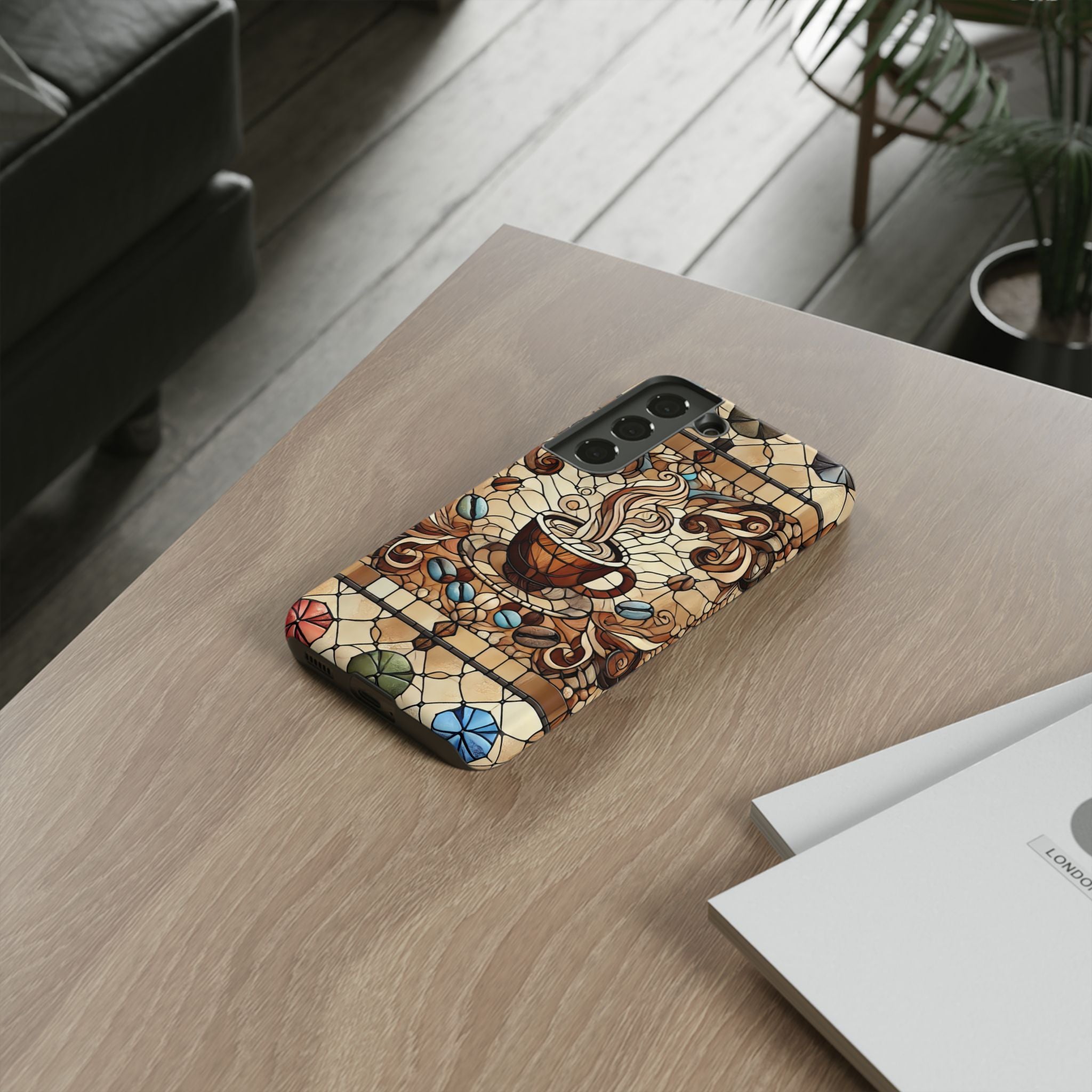 Stained Glass Coffee Android Phone Case – Shockproof TPU, 3D Wrap