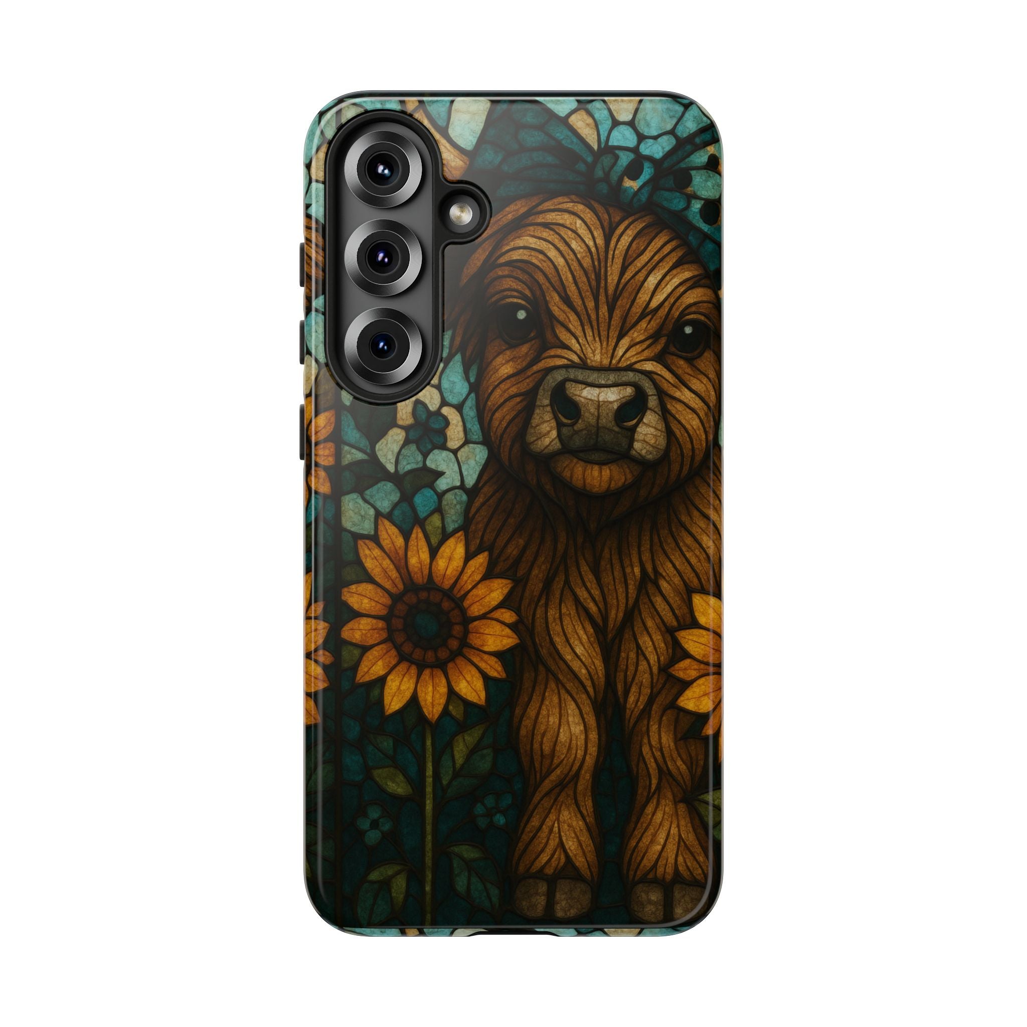 Stained Glass Baby Cow Phone Case – Sunflower Farmhouse Animal Design