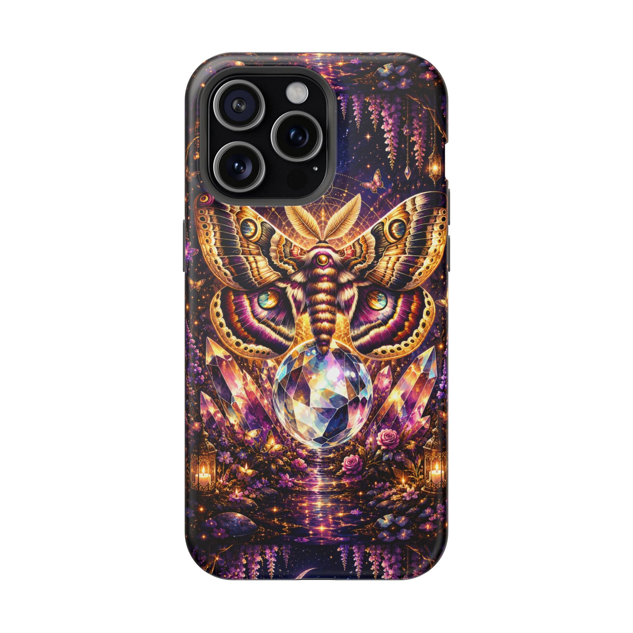 Mystic Moth Crystal Phone Case – Jewel-Toned MagSafe-Compatible Cover