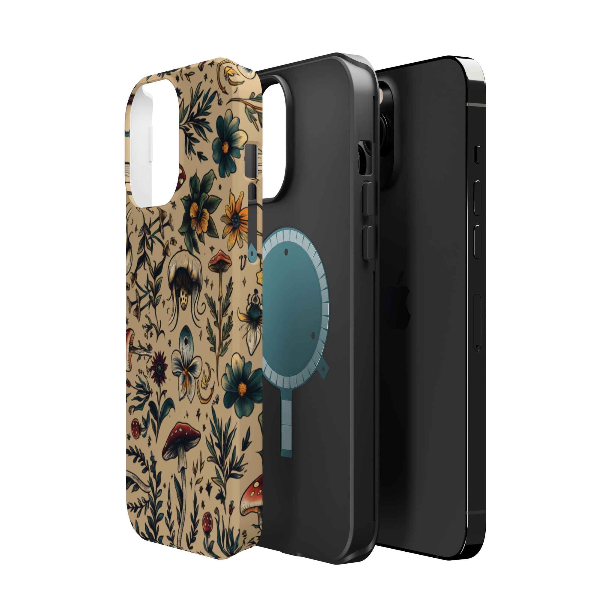Vintage Botanical Mushroom Phone Case – MagSafe-Compatible Cover