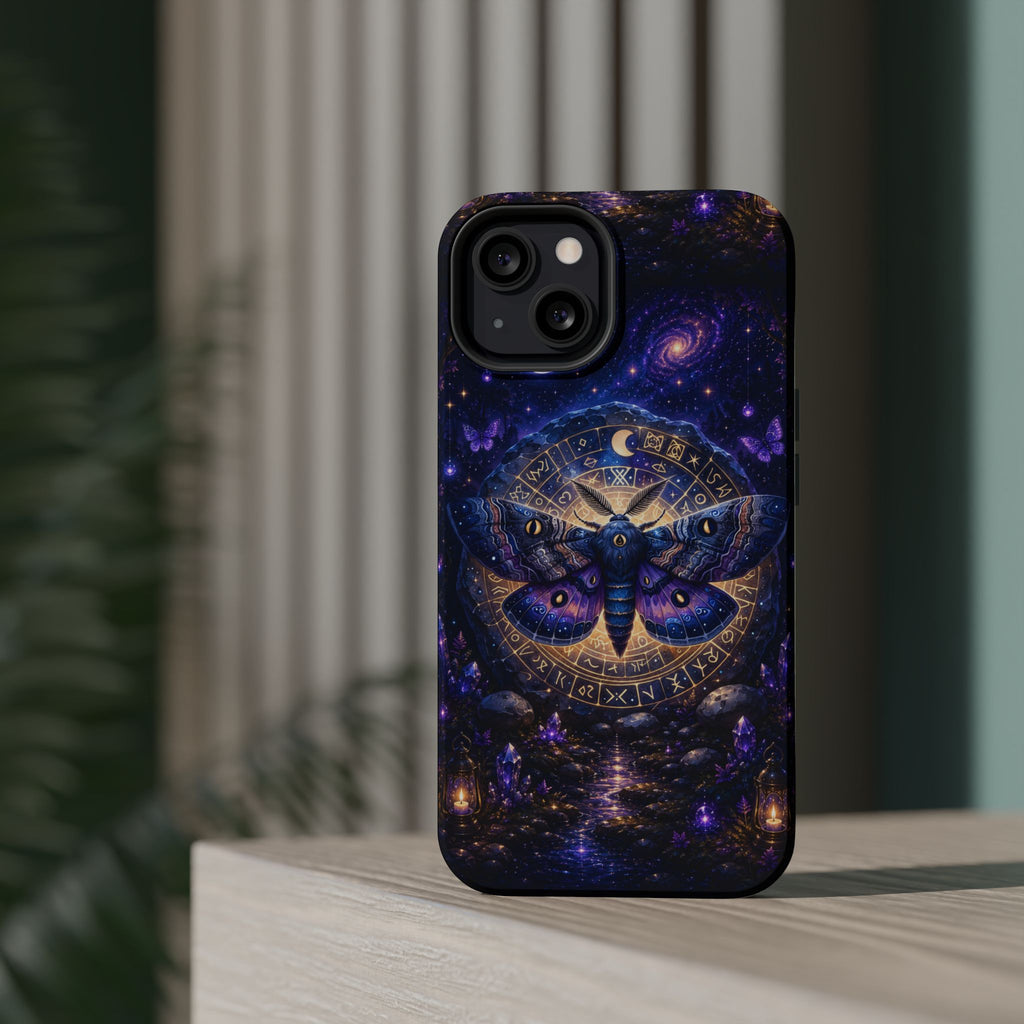 Astrological Moth Phone Case – Celestial MagSafe-Compatible Cover
