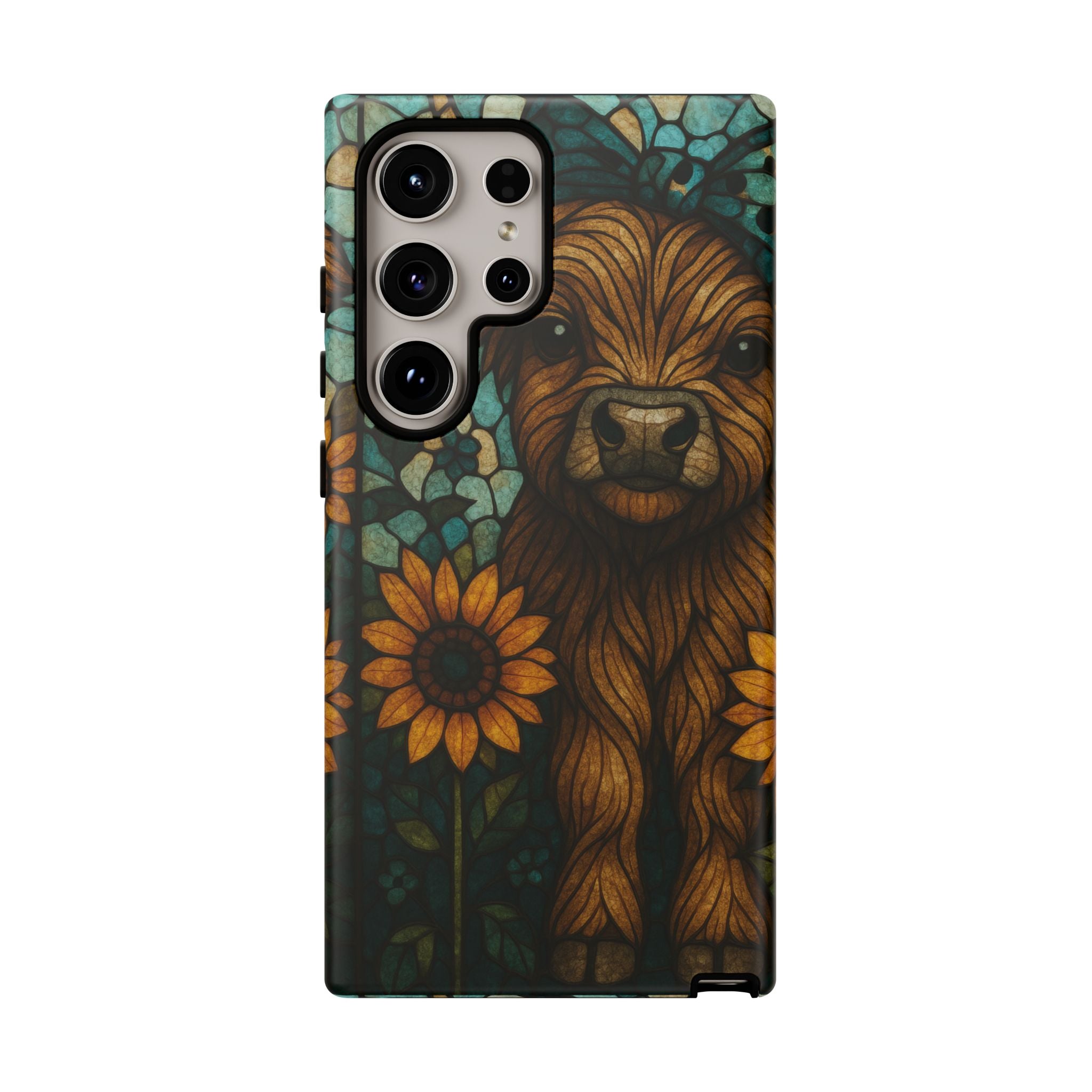 Stained Glass Baby Cow Phone Case – Sunflower Farmhouse Animal Design