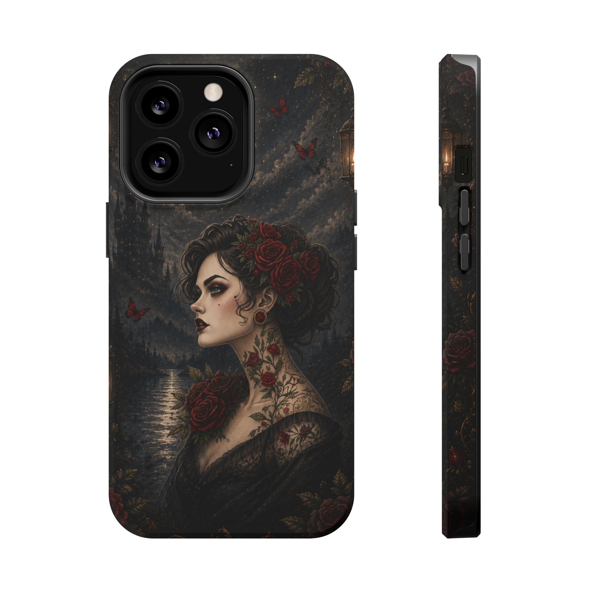 Gothic Rose Portrait Phone Case – Dark Romance MagSafe-Compatible Cover